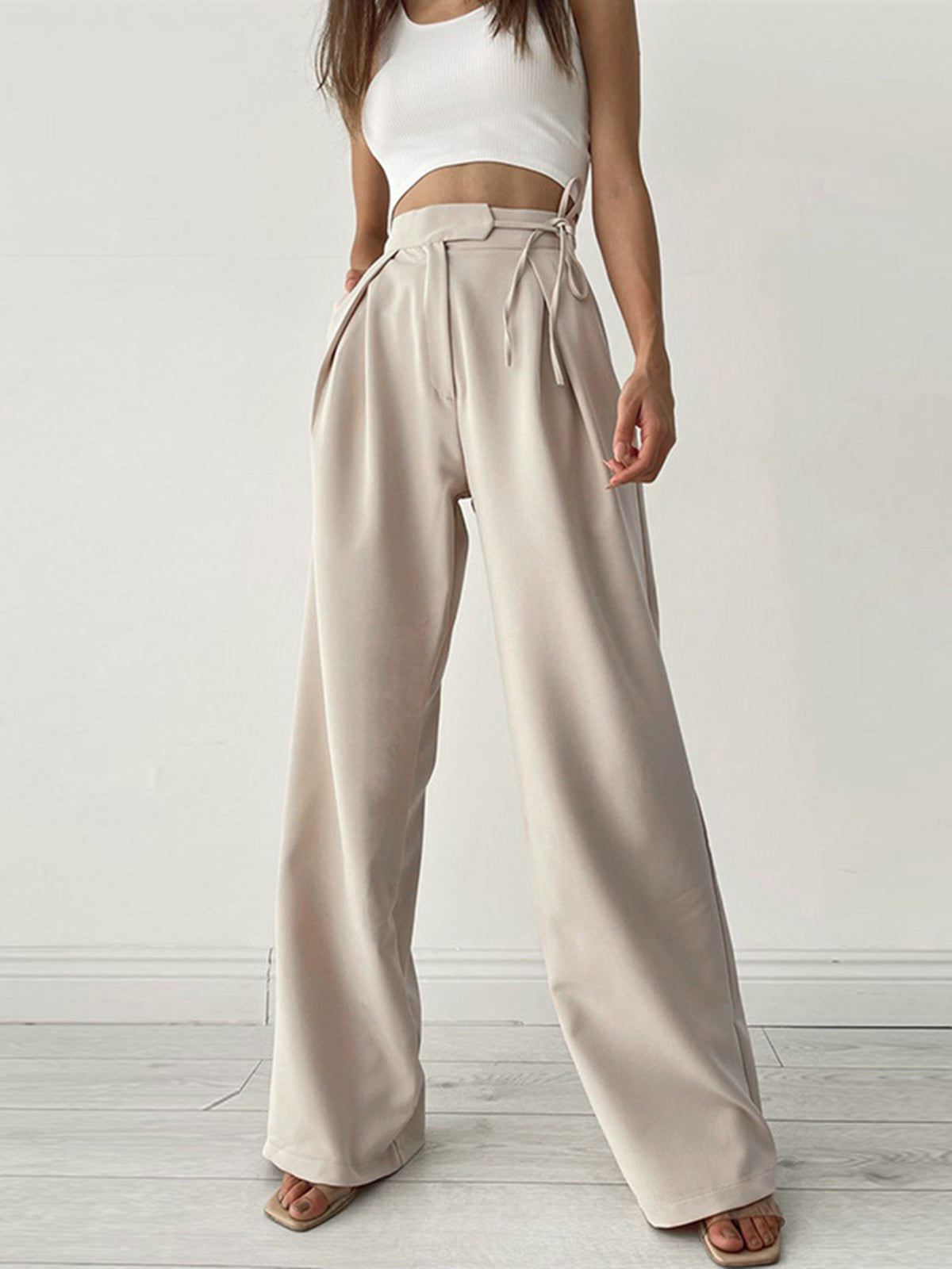 Palazzo Knitted Wide Leg Dress Pants 
