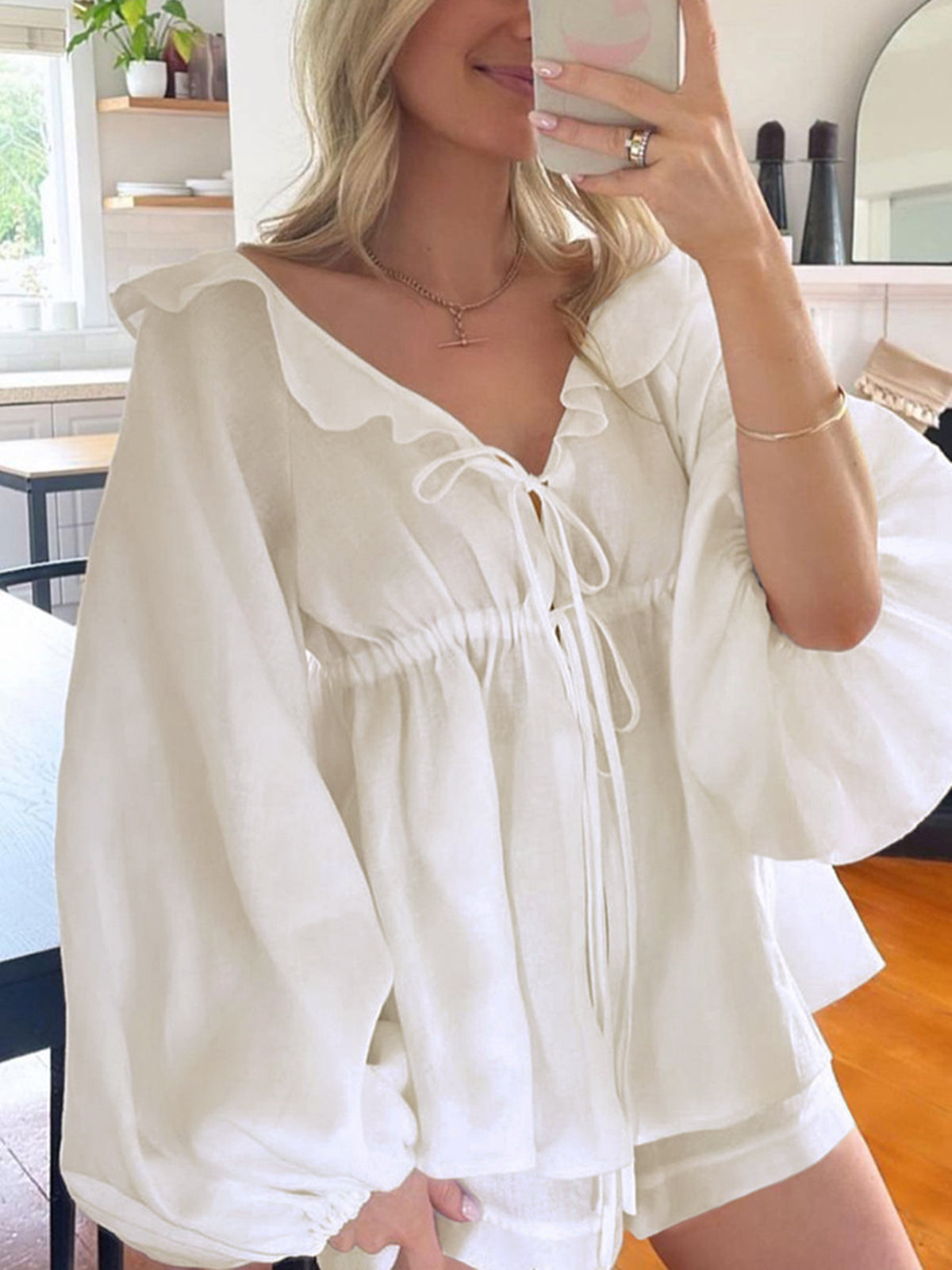 Cowgirl Melody tvådelade shortsset i bomull och linne