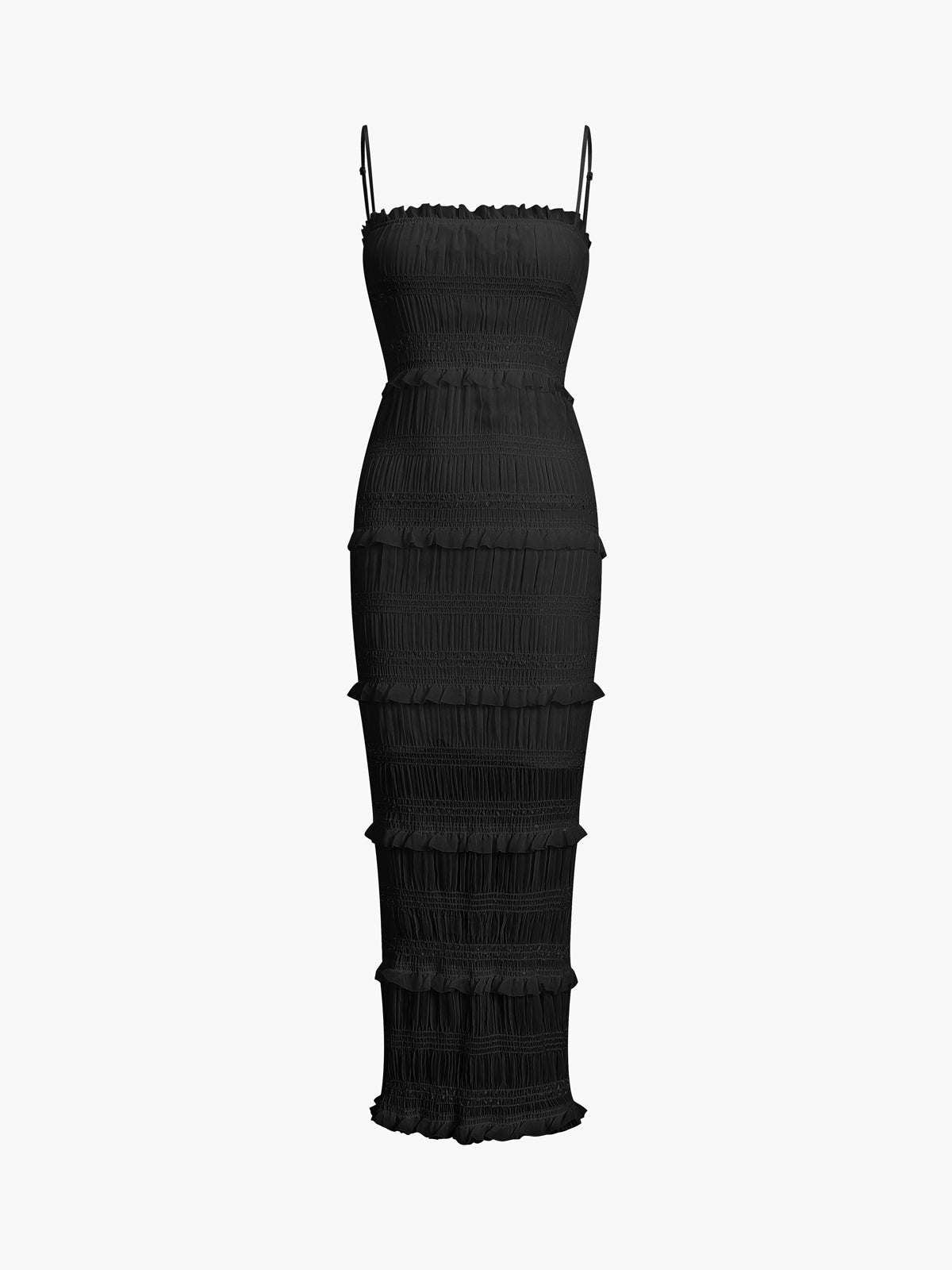 Ägäisches Midikleid mit Rüschen und Reißverschluss 