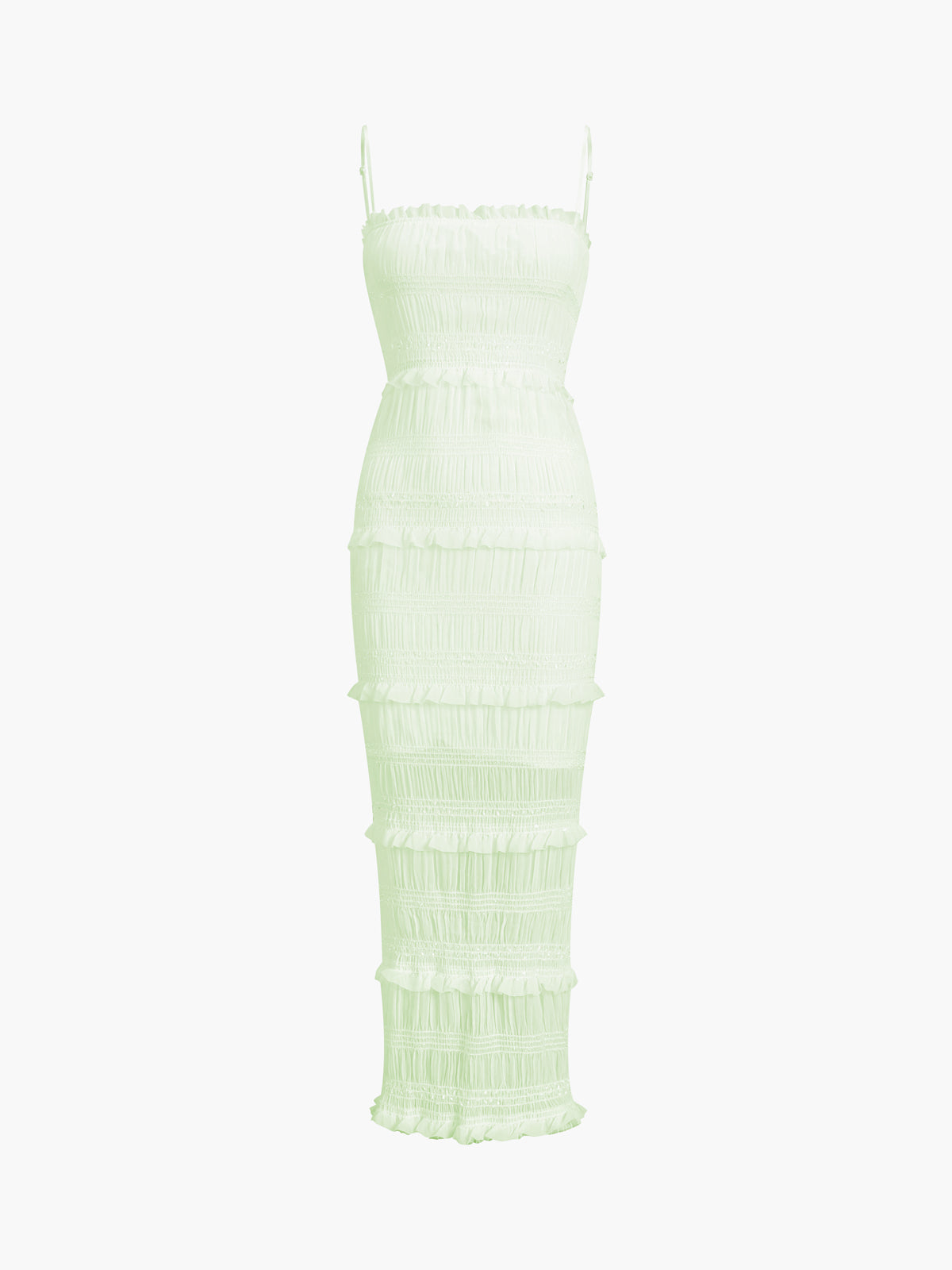 Ägäisches Midikleid mit Rüschen und Reißverschluss 