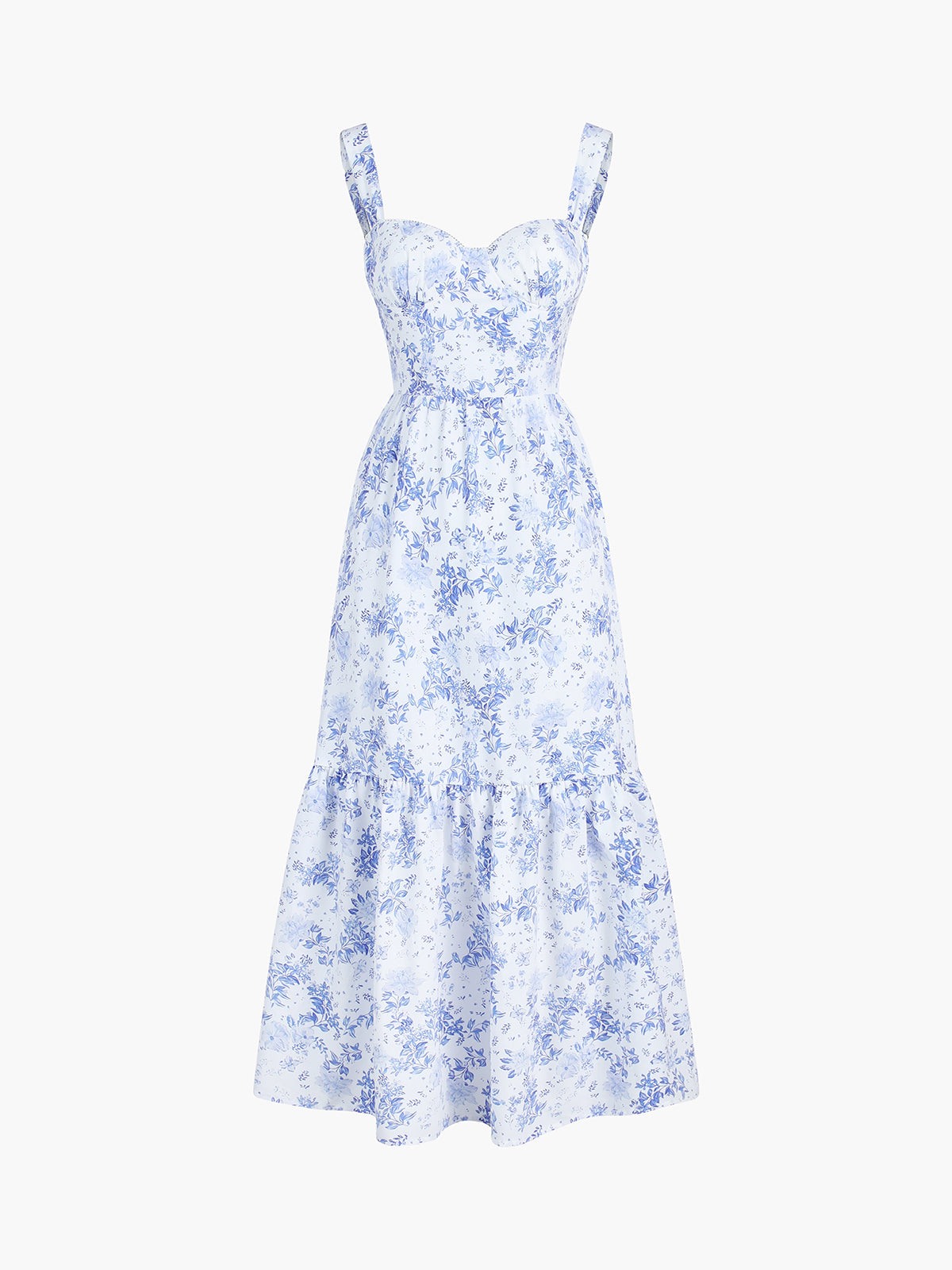 Vergissmeinnicht Langes Kleid mit Blumenmuster, Taschen und Reißverschluss 