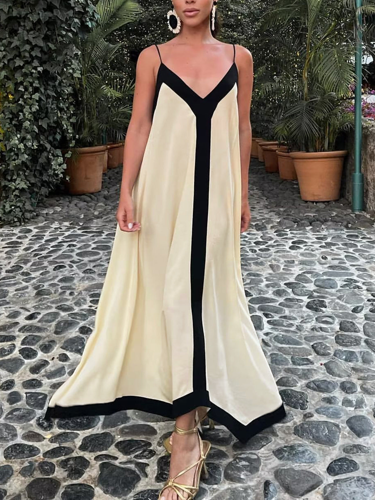 Sicily Old Money Aesthetics – Langes Slip-Kleid 