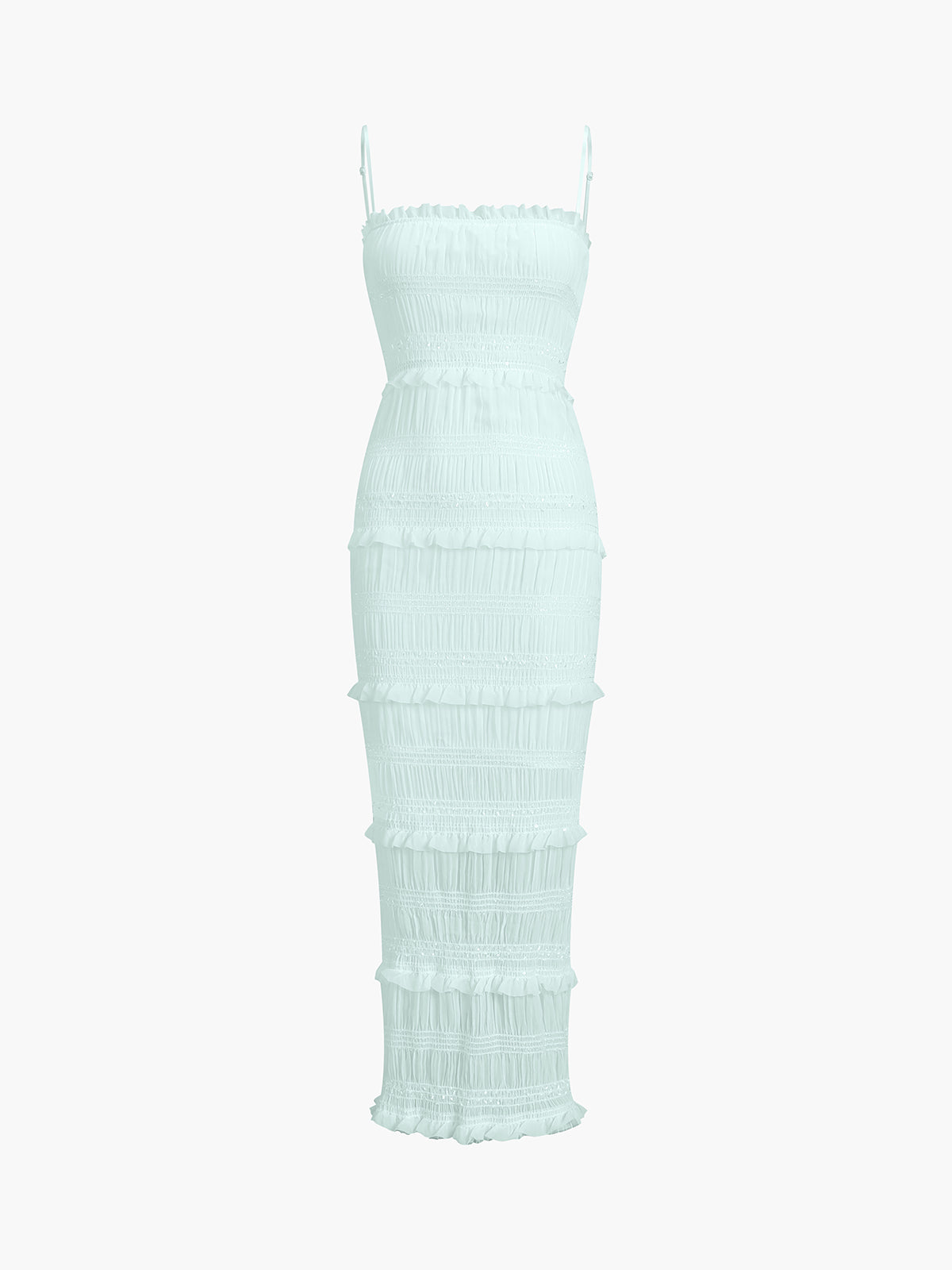 Ägäisches Midikleid mit Rüschen und Reißverschluss 