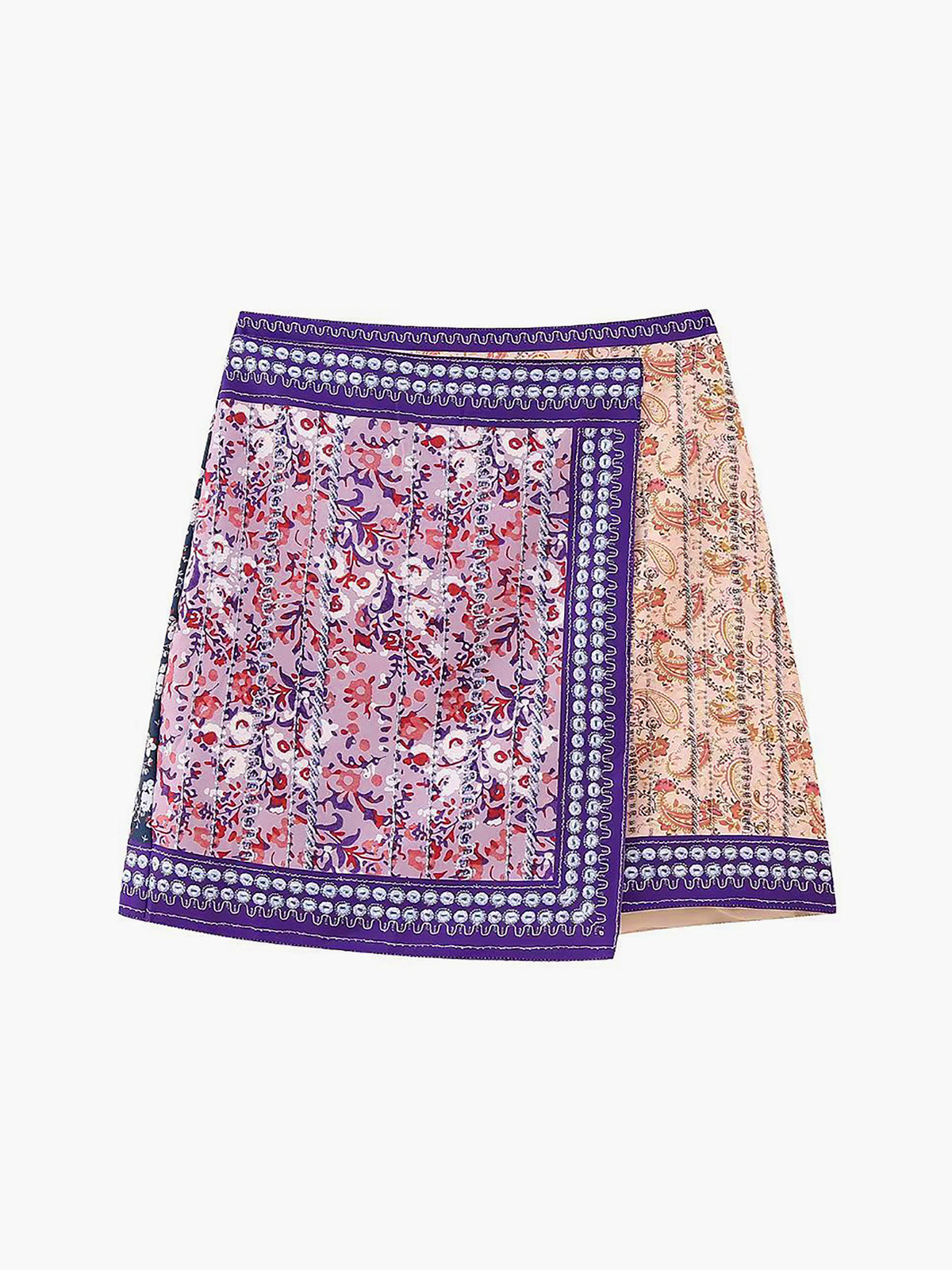 Asymmetrisk blommig minikjol 