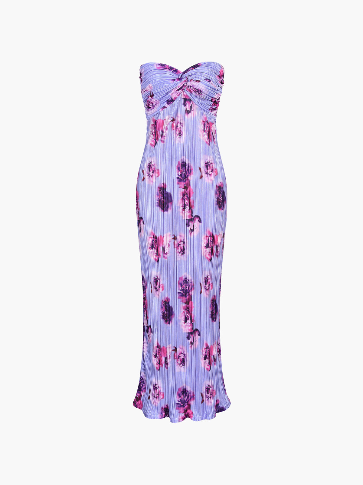 Langes, plissiertes Tube-Kleid mit Twist-Muster 