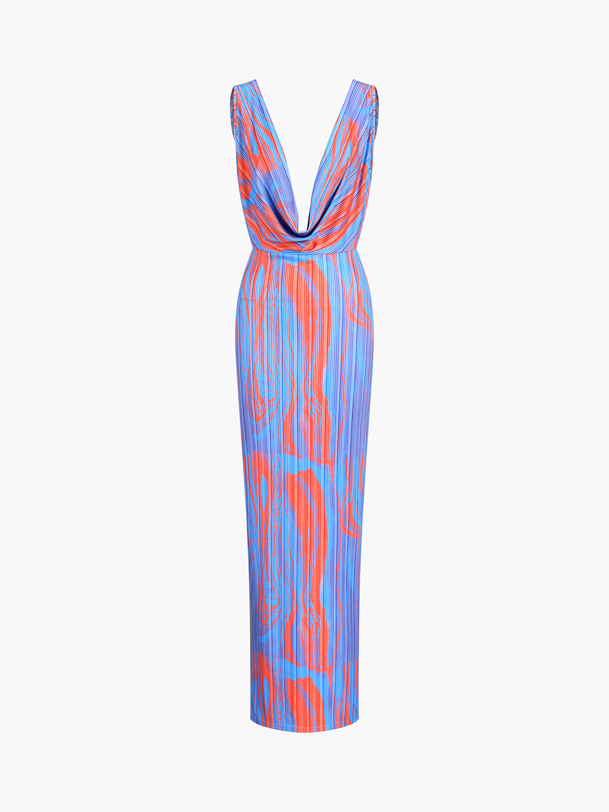 Flaming Passions – Langes Kleid mit Wasserfallausschnitt 