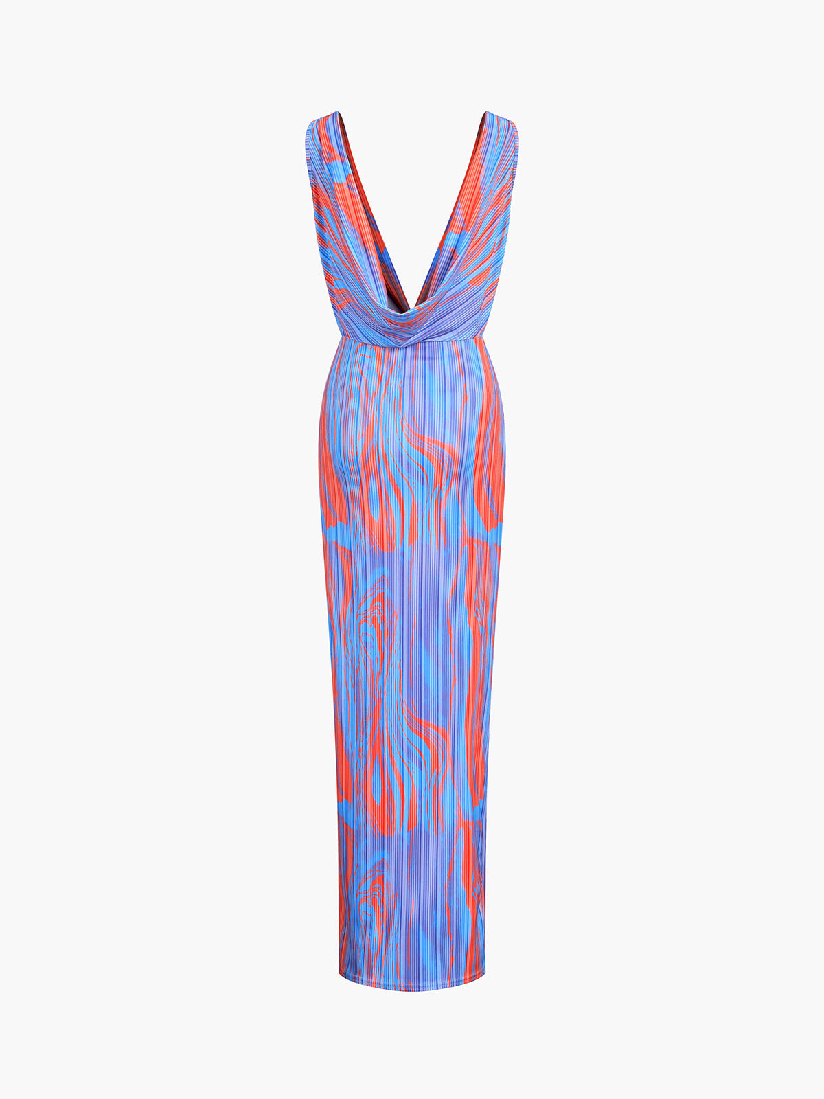 Flaming Passions – Langes Kleid mit Wasserfallausschnitt 