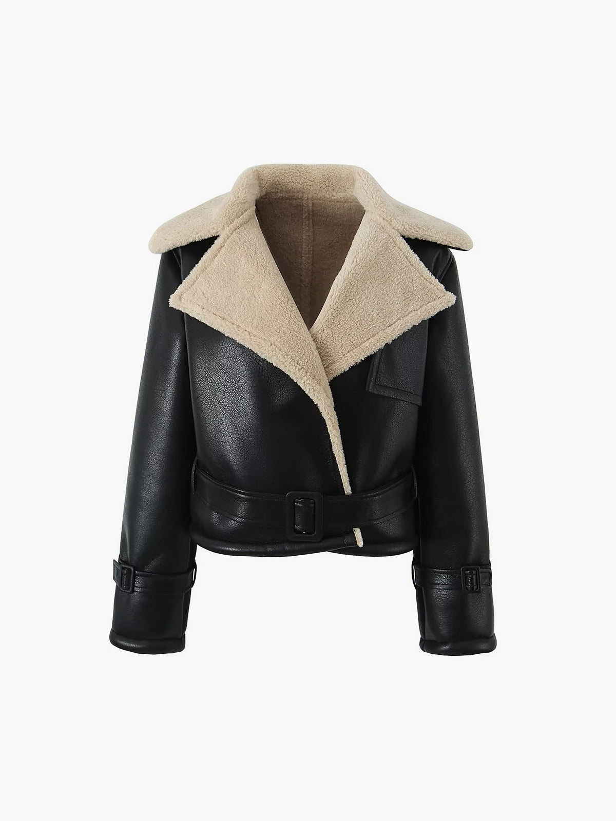 Too Blessed Sherpafodrad Shearling Läderflygjacka 