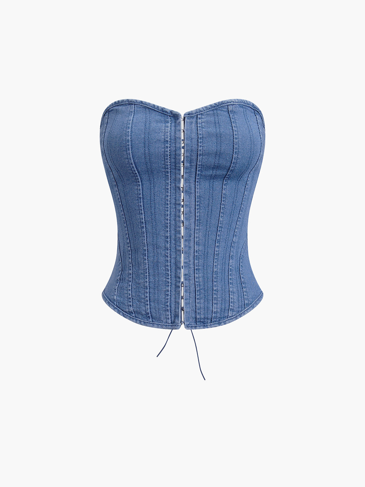Denim-Korsett-Top mit Haken- und Ösenverschluss hinten 