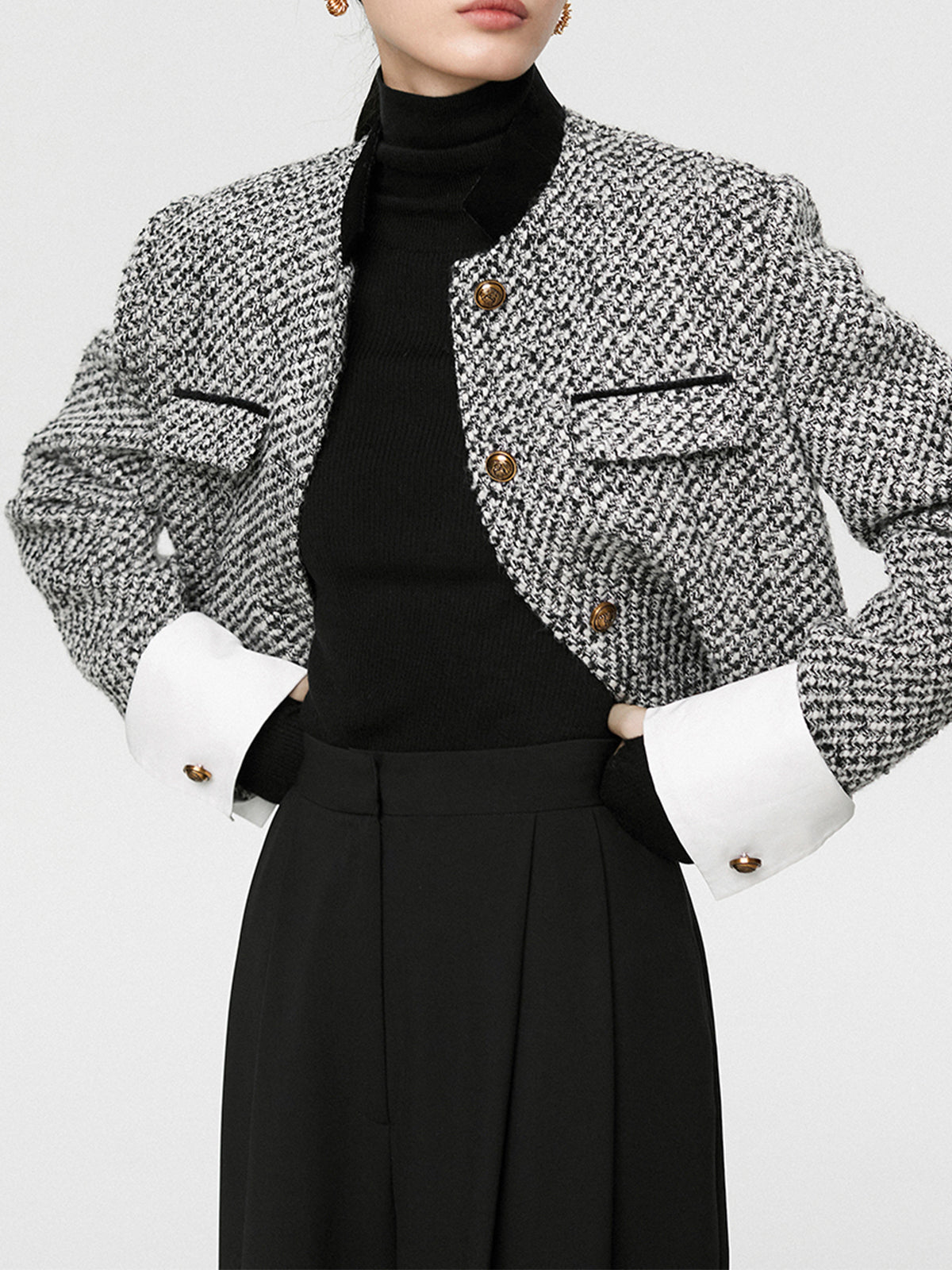 Tweed Bouclé Crop Kavaj 