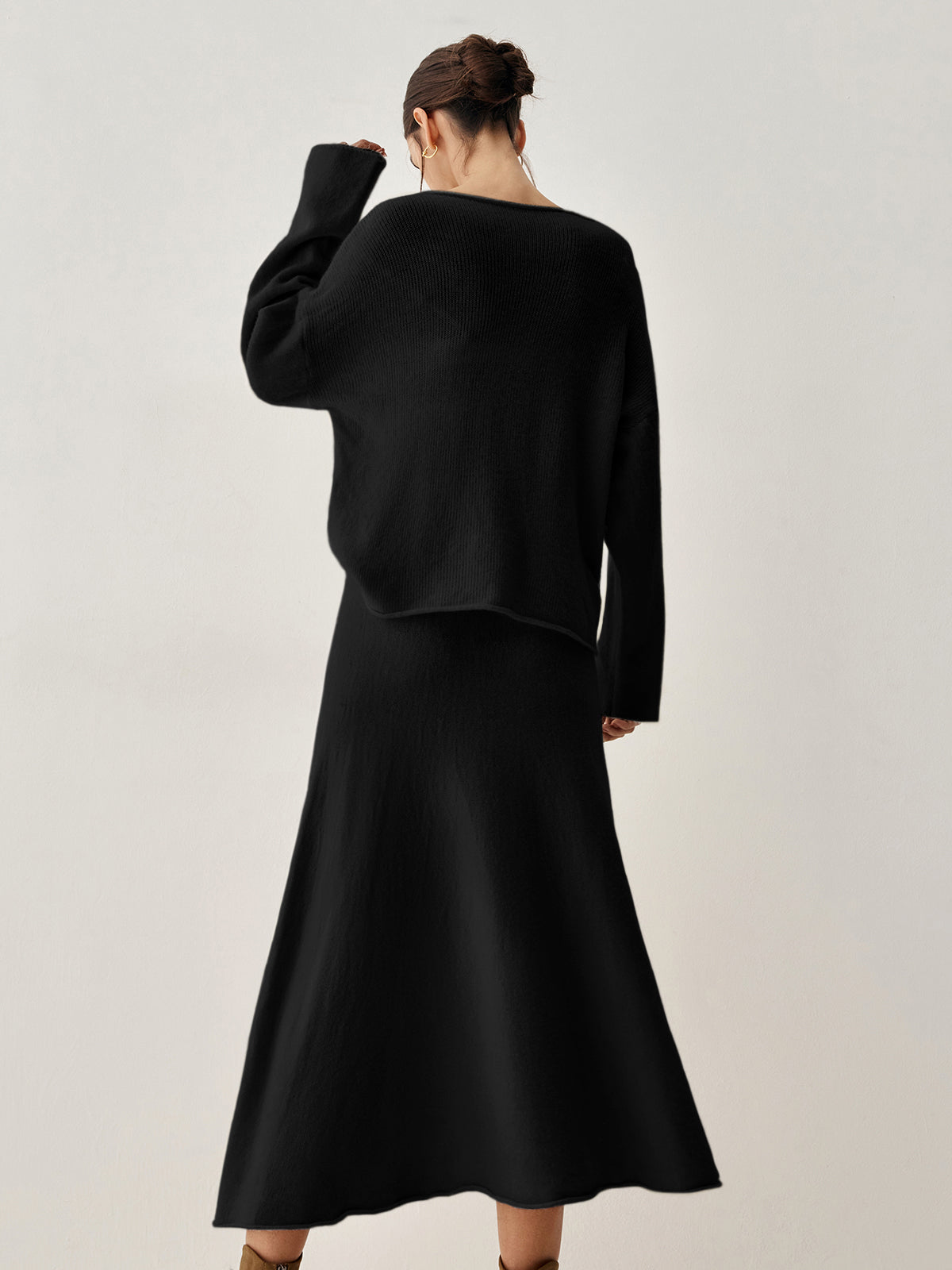 Oversize-Pullover, zweiteiliges Rock-Set 