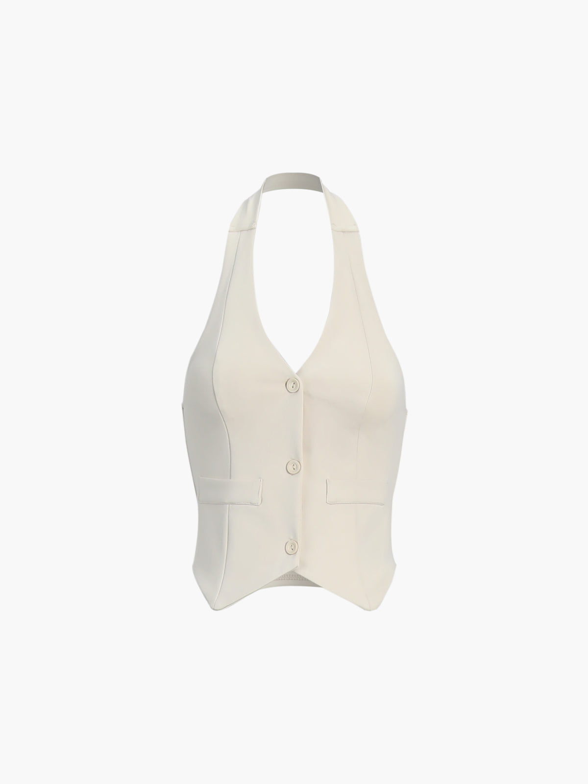 Neckholder-Weste mit Knopfleiste vorne, rückenfrei, Blazer und Rock-Set 