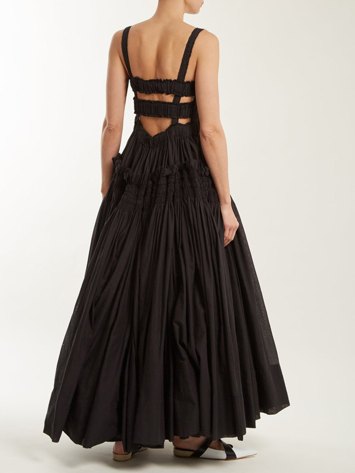 Gerafftes, plissiertes Camisole-Langkleid 
