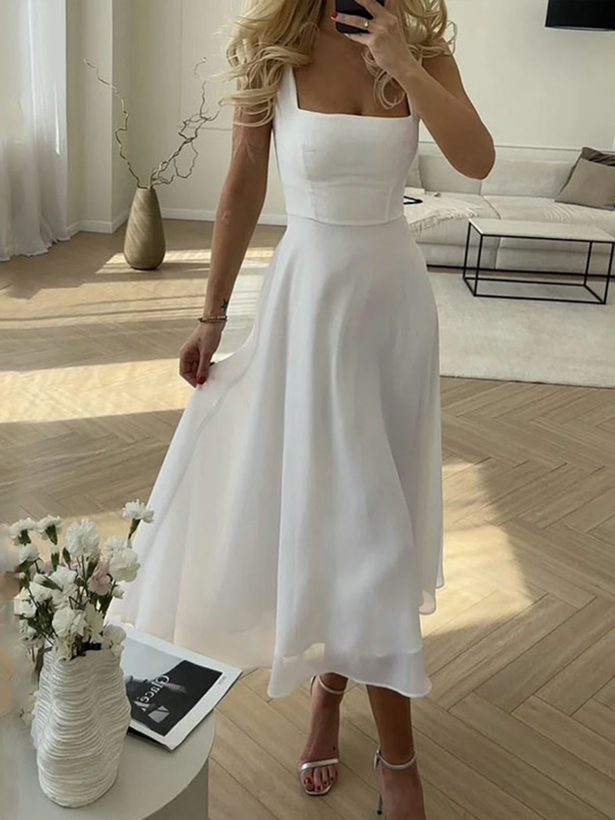 Halbtransparentes langes Camisole-Kleid 
