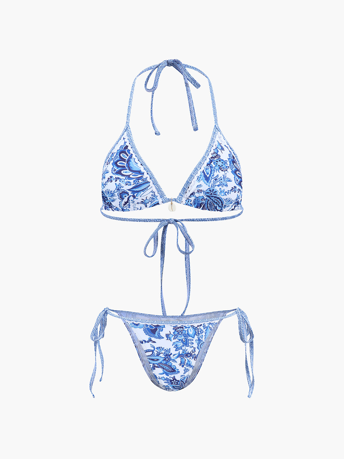 Bedrucktes Neckholder-Bikini-Set mit Knoten