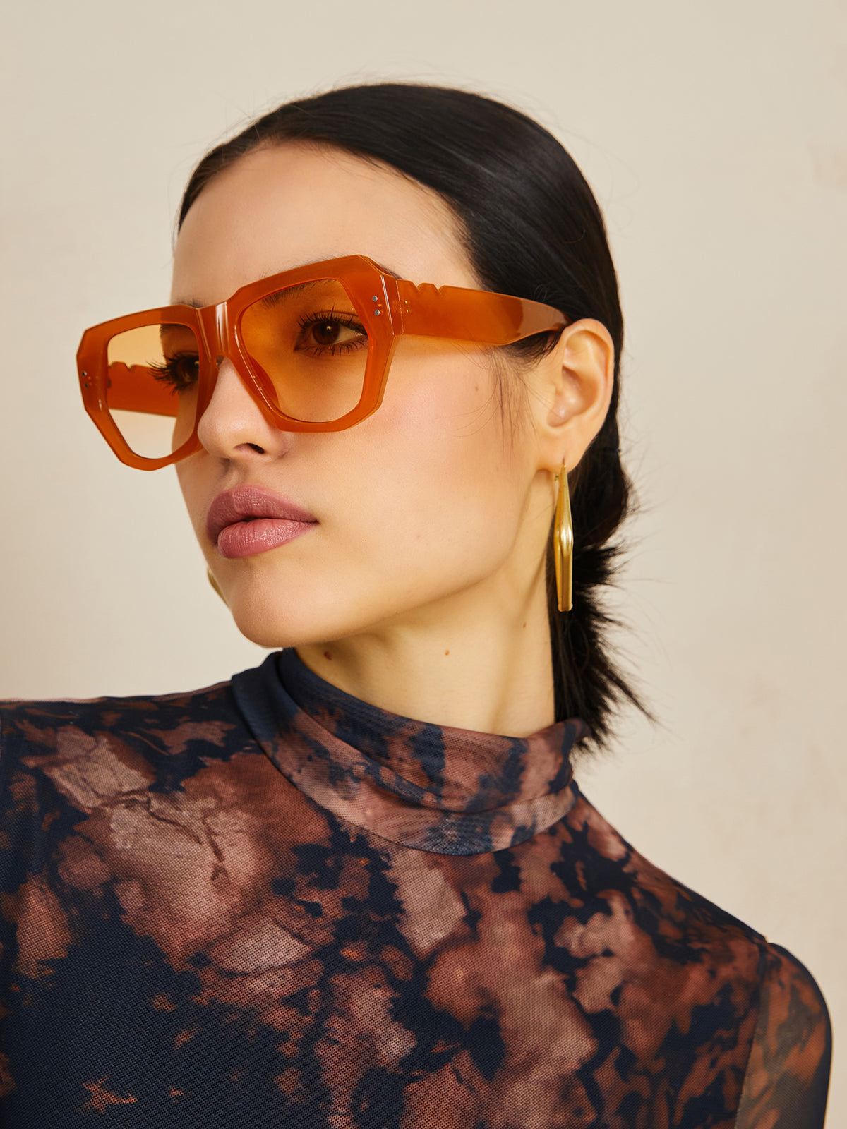 Vintage Polygon Cat Eye Nieten Sonnenbrille
