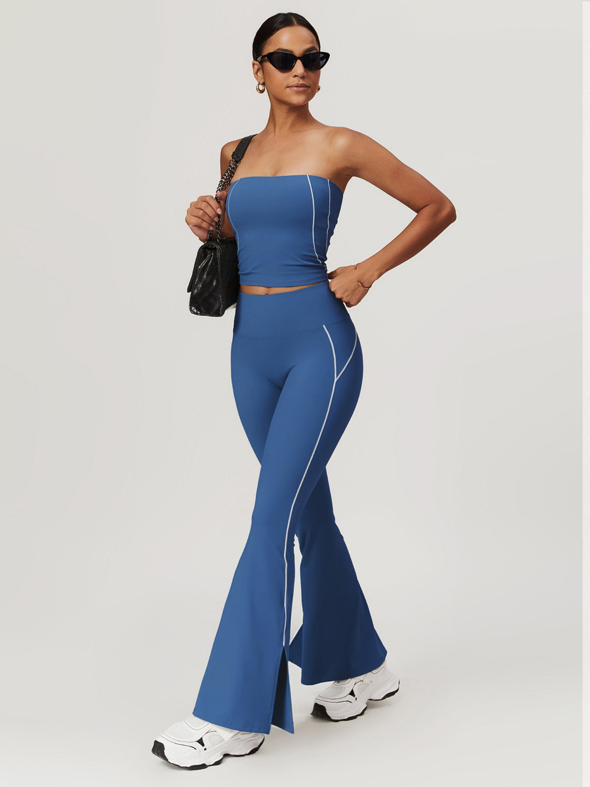Högmidjade höftlyftande utsvängda leggings