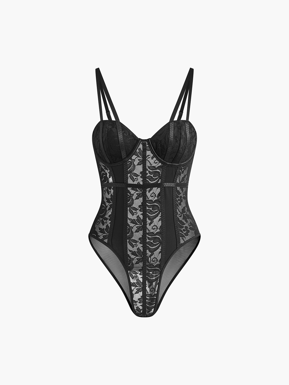 Transparenter Korsett-Bodysuit aus Spitze mit Herzausschnitt 