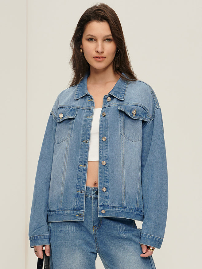 Denimjacka med slagfickor 