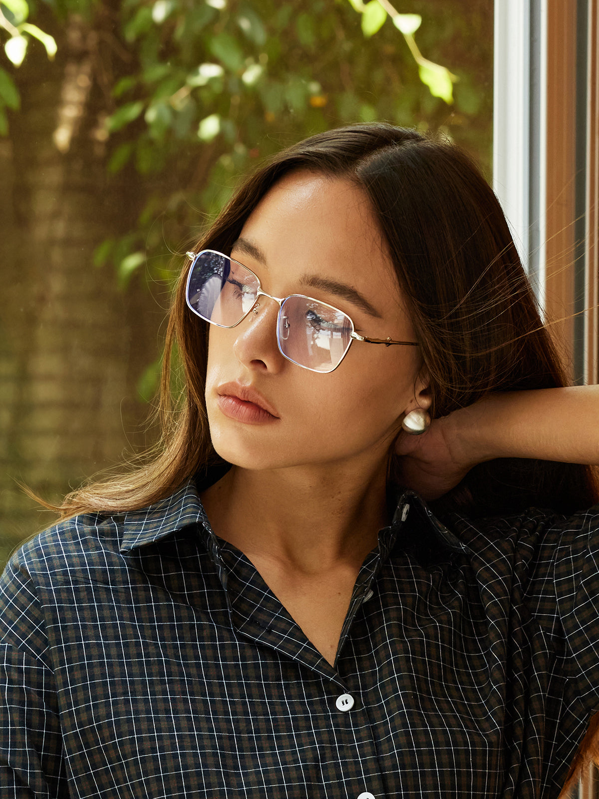 Elegante Brille in quadratischer Form