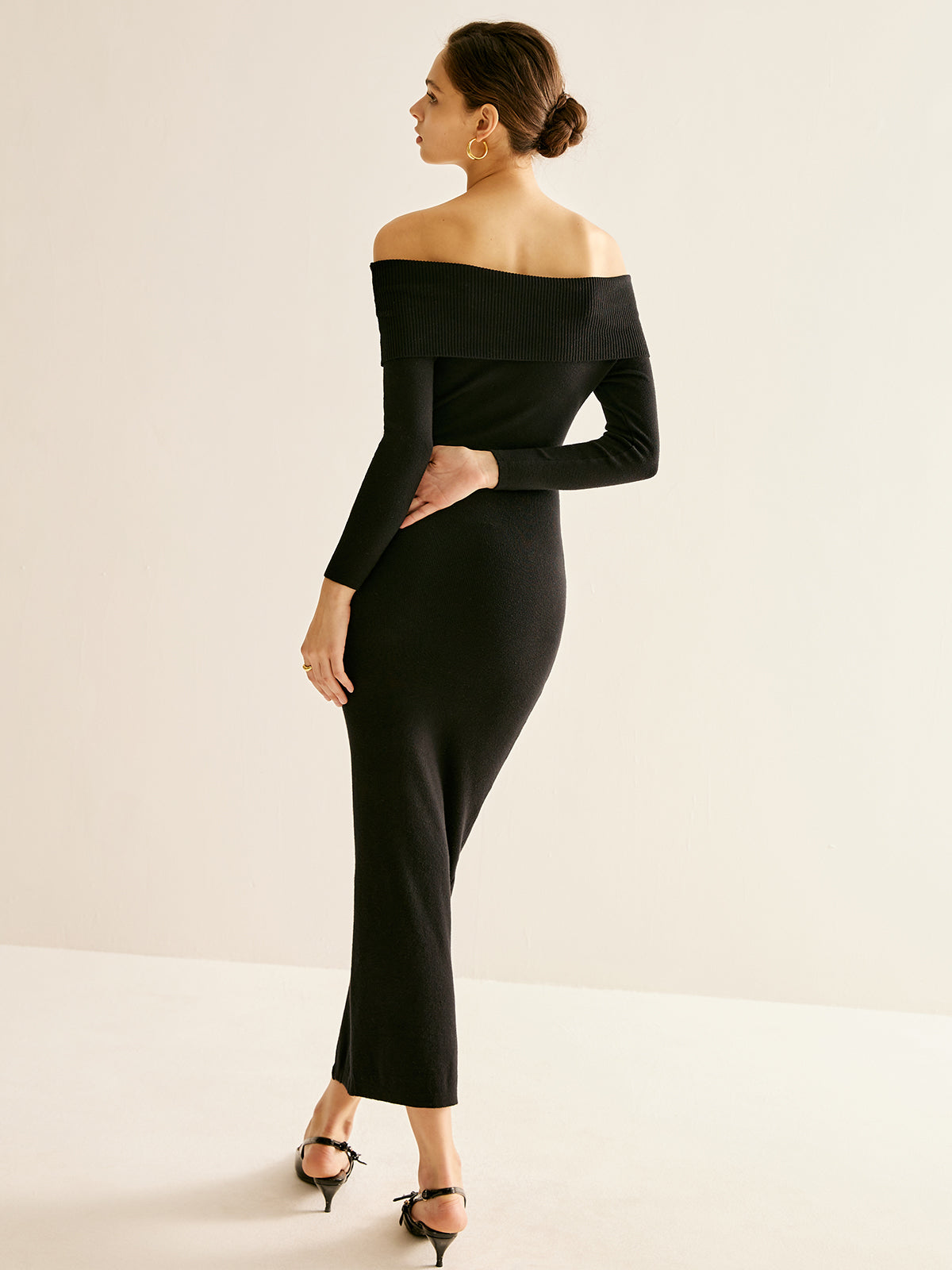 Off-Shoulder Slit Tröja Klänning