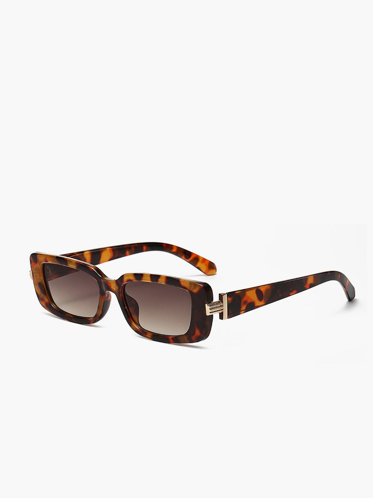 Eckige Sonnenbrille mit Leopardenmuster 