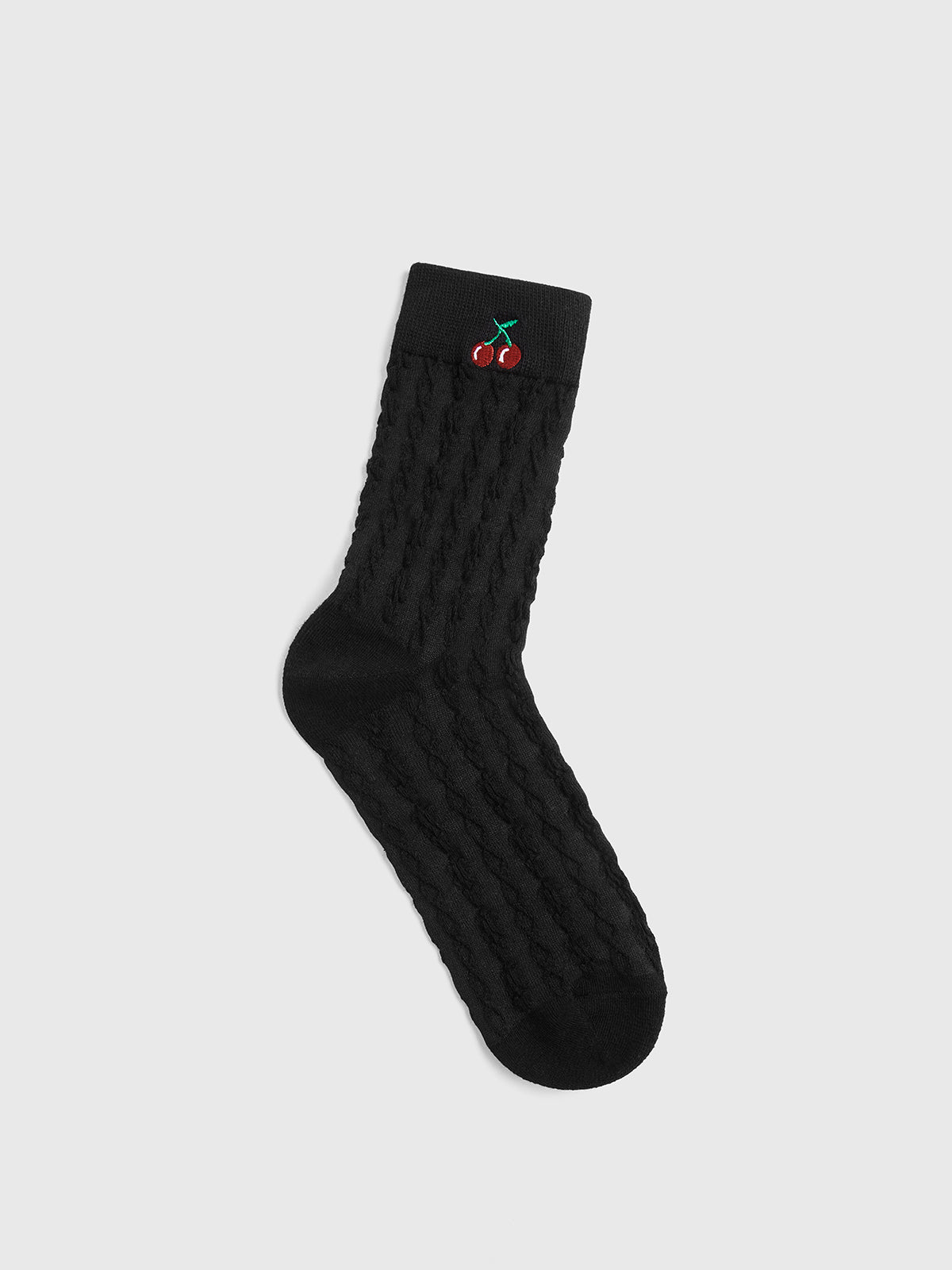Warme Socken mit Kirschstickerei 