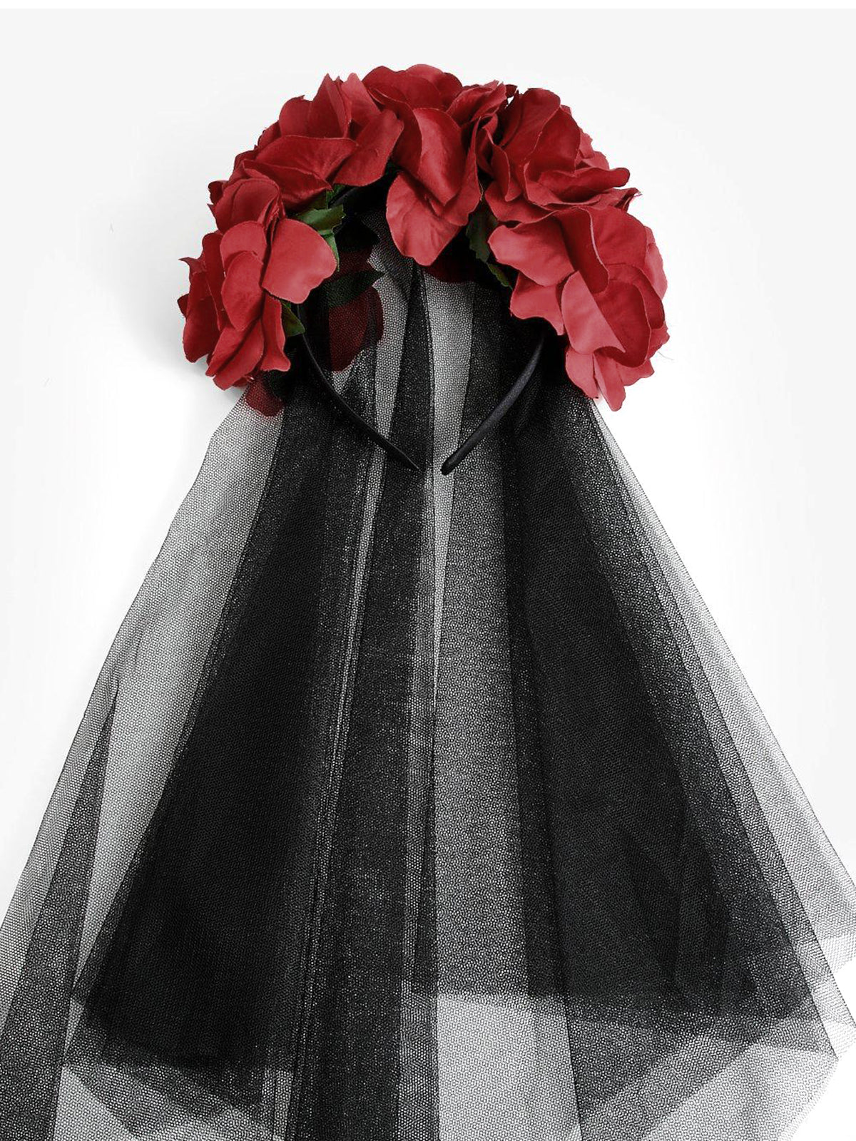 Halloween Rosblomma Svart Mesh-Pannband 
