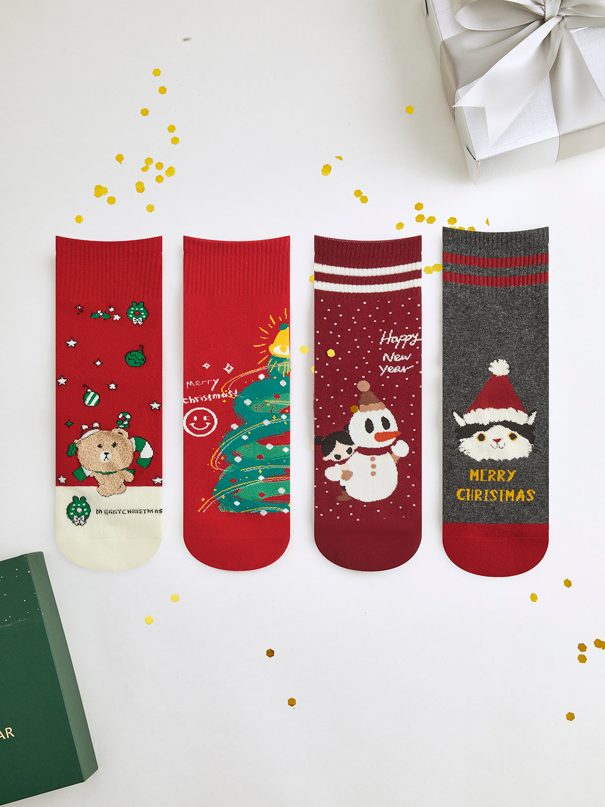 Karikatur, Weihnachtsgeschenkpackung, Mit, Söckchen 