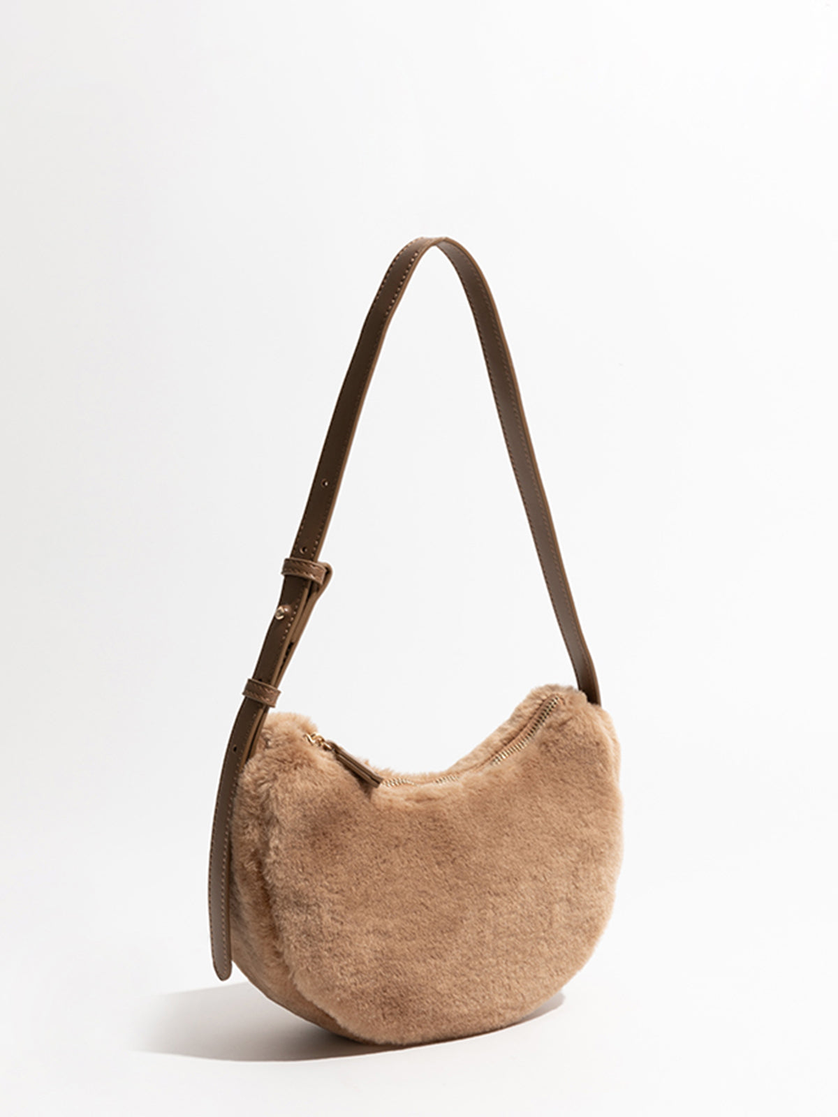 Flauschige Achseltasche mit verstellbarem Riemen 
