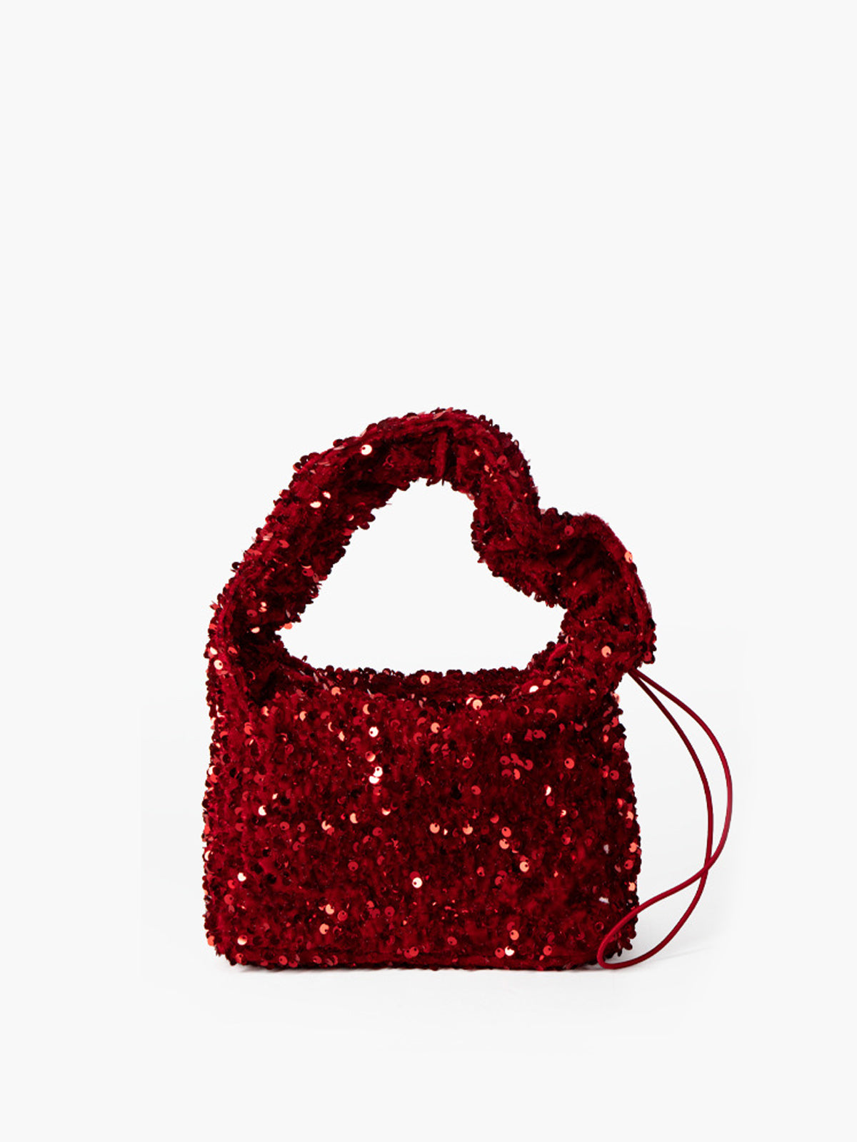 Achseltasche aus Samt mit Pailletten und Kordelzug