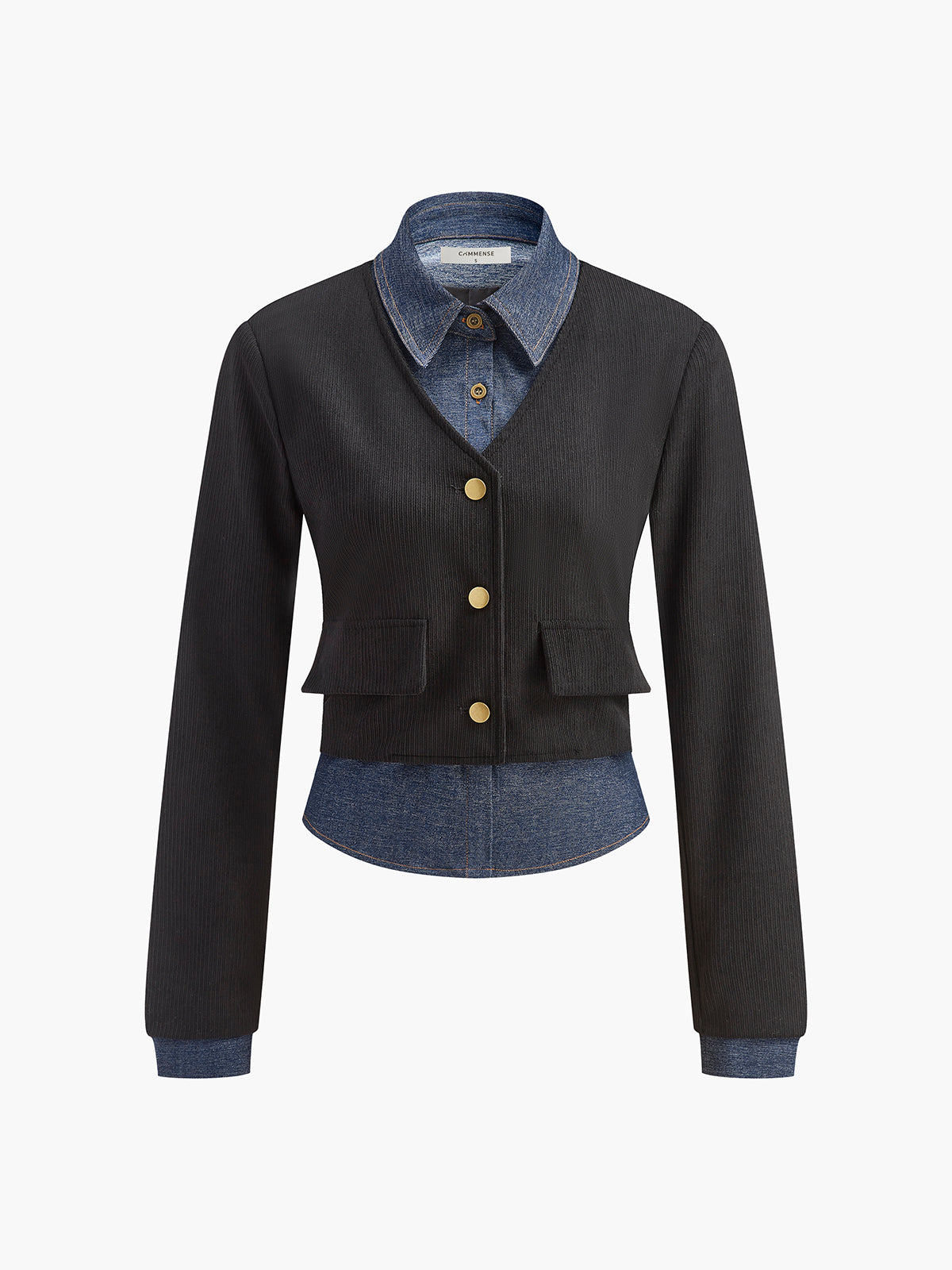 2-i-1-denimpikétröja med paneler 