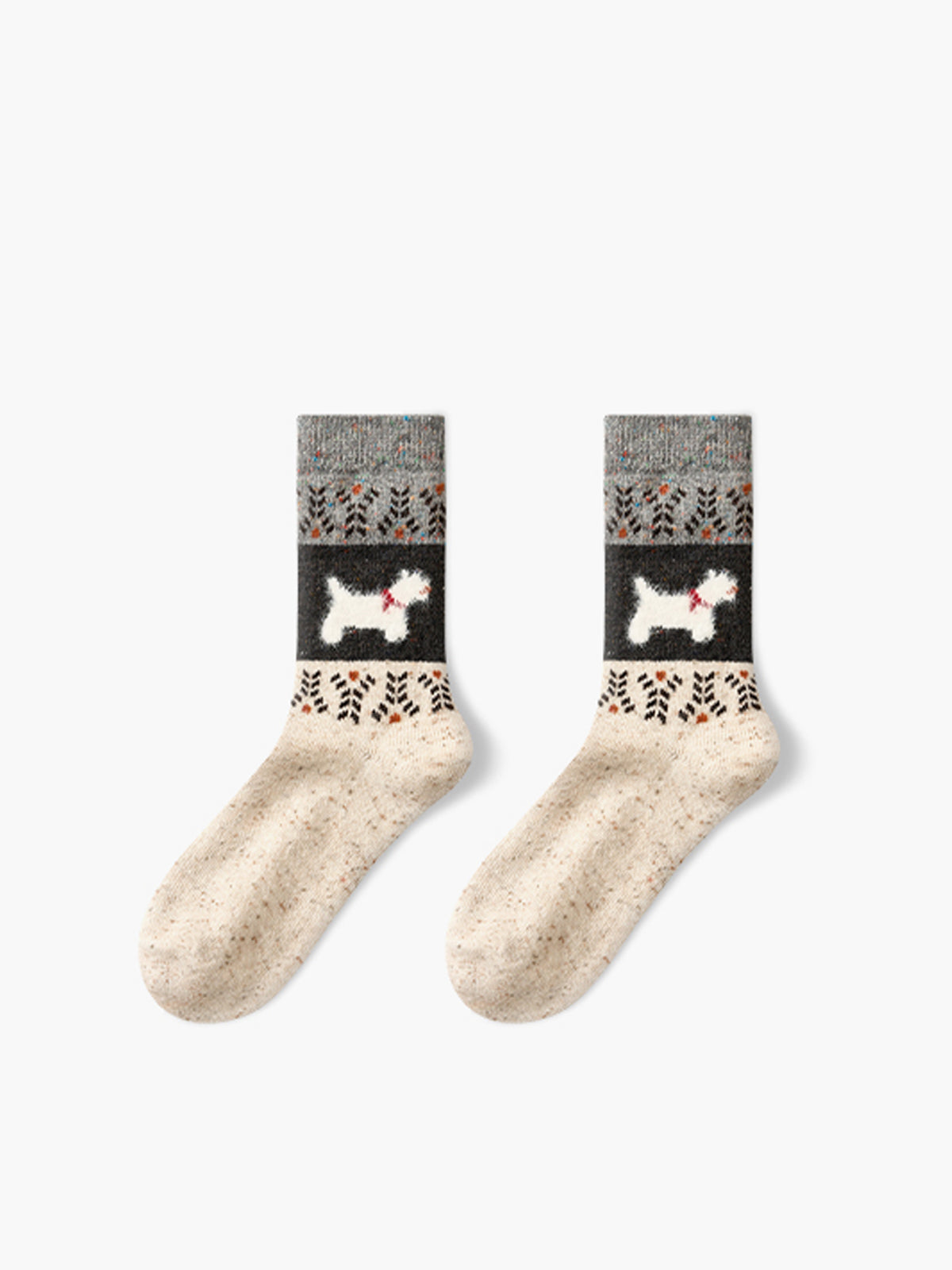 Wollsocken mit Welpenmuster 
