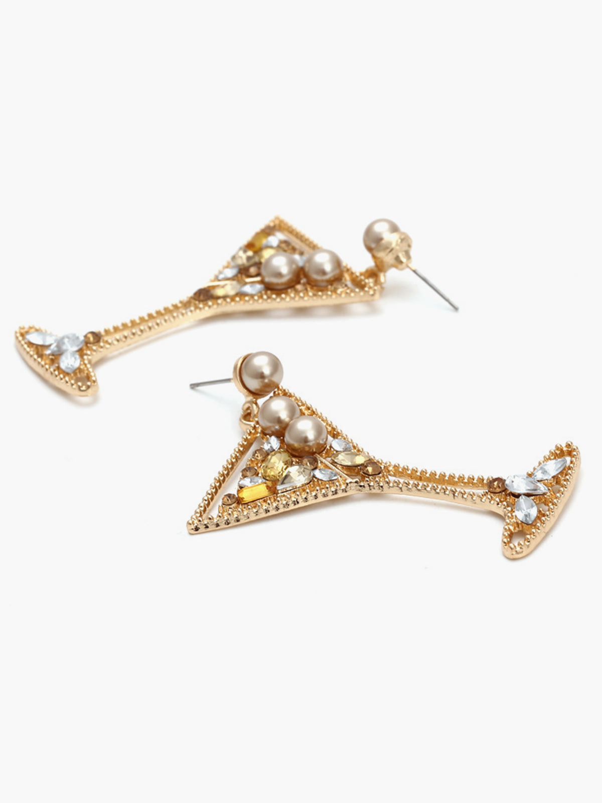 Weinglas-Ohrhänger mit Perlen und Strass 
