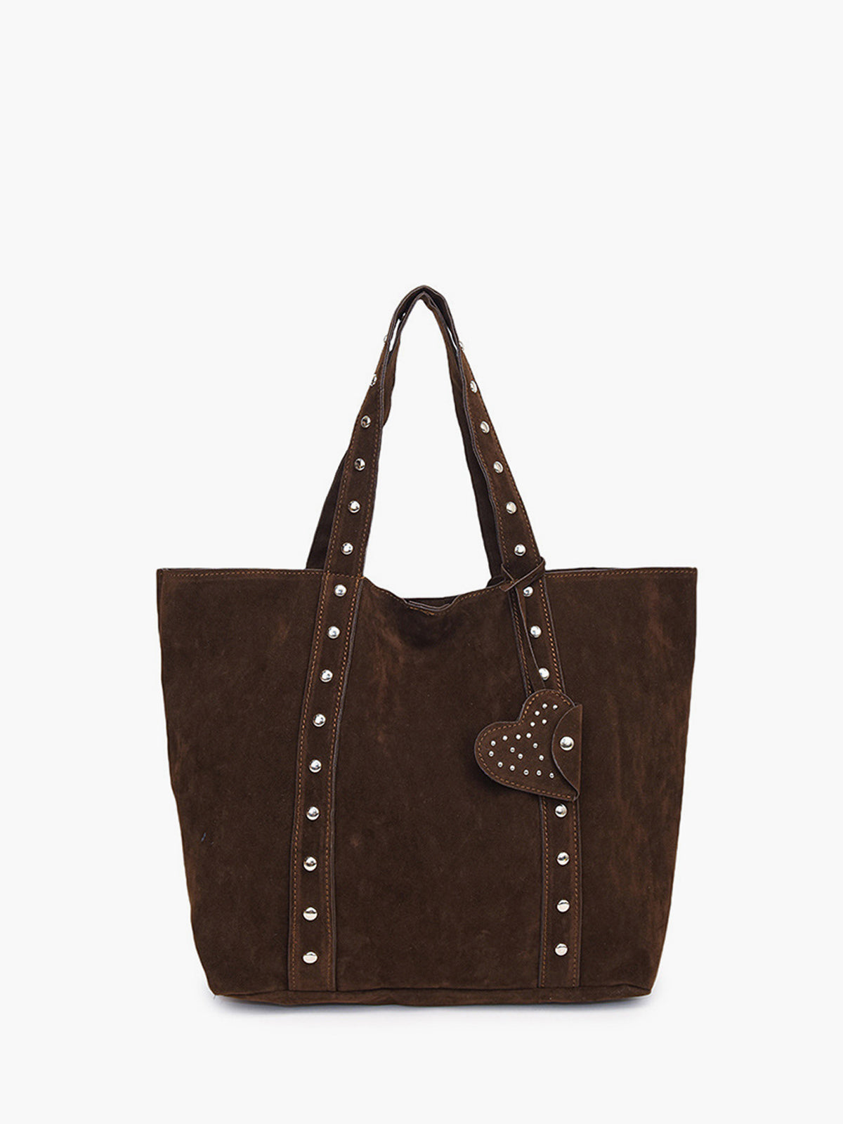 Schultertasche mit Nietenverschluss und Knopf 