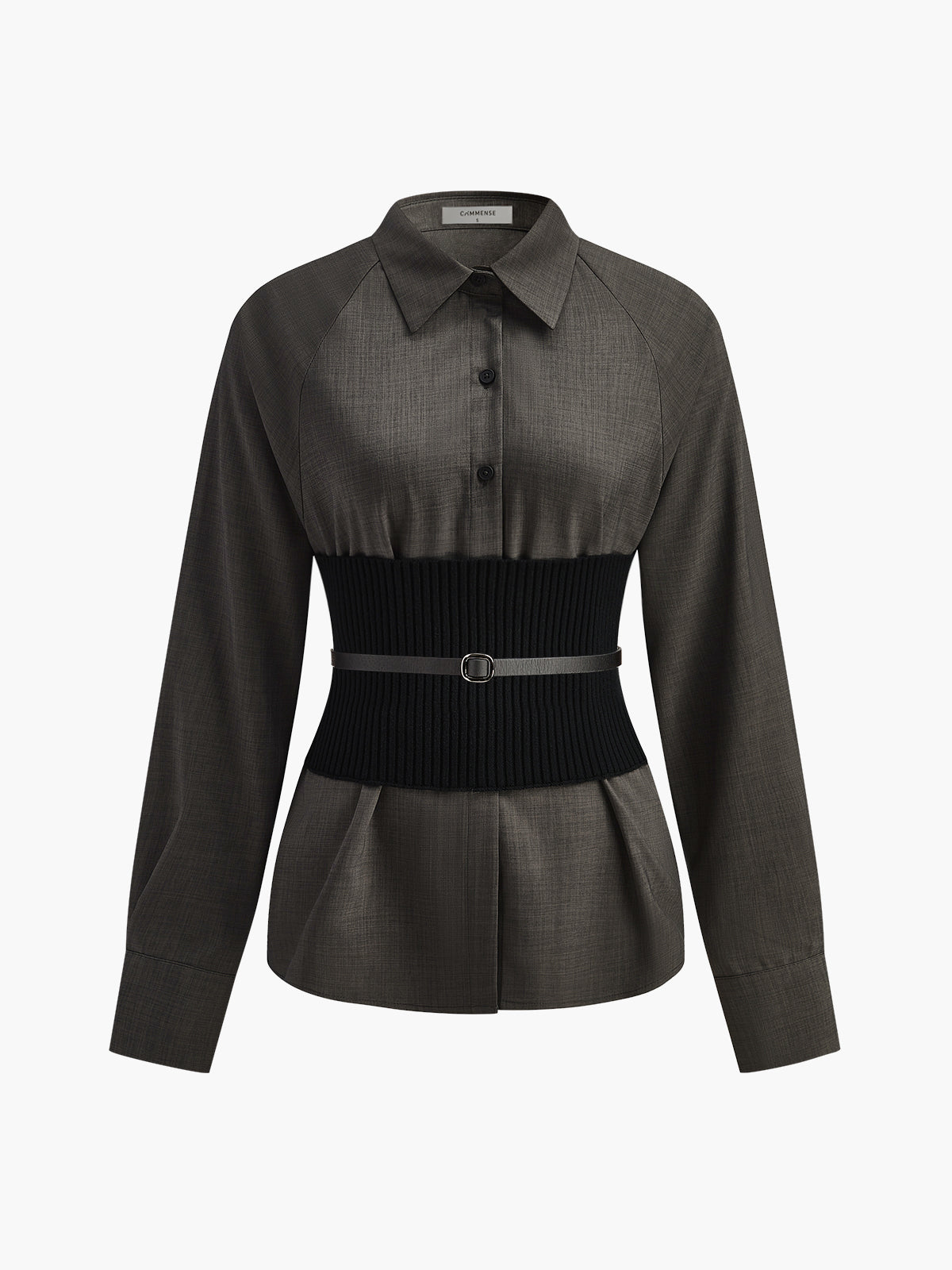 Poloshirt mit Gürtel und taillierter Taille