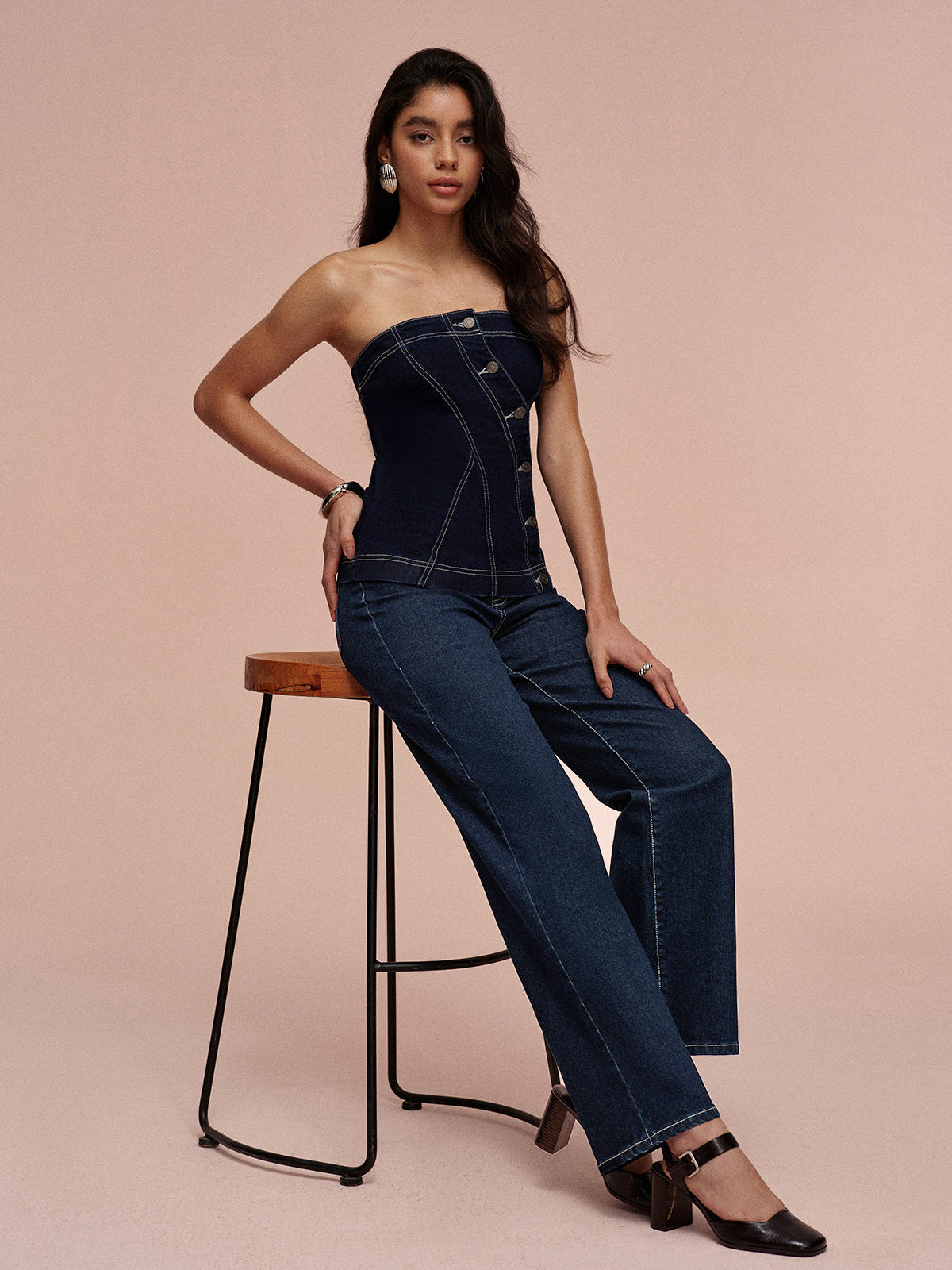 Jeans mit mittelhohem Bund und geradem Bein 