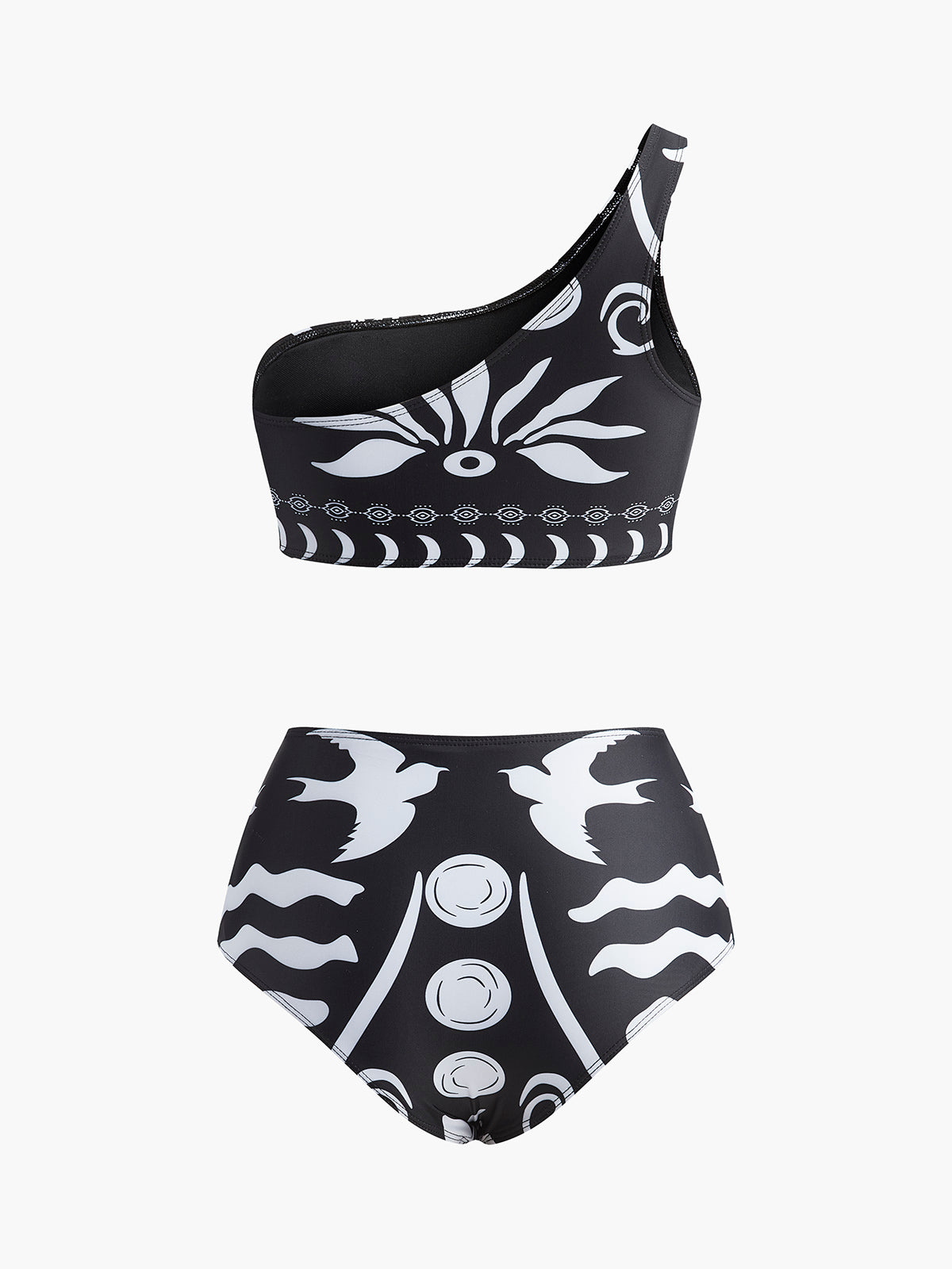 Bikiniset med tribaltryck och enaxlad passform 