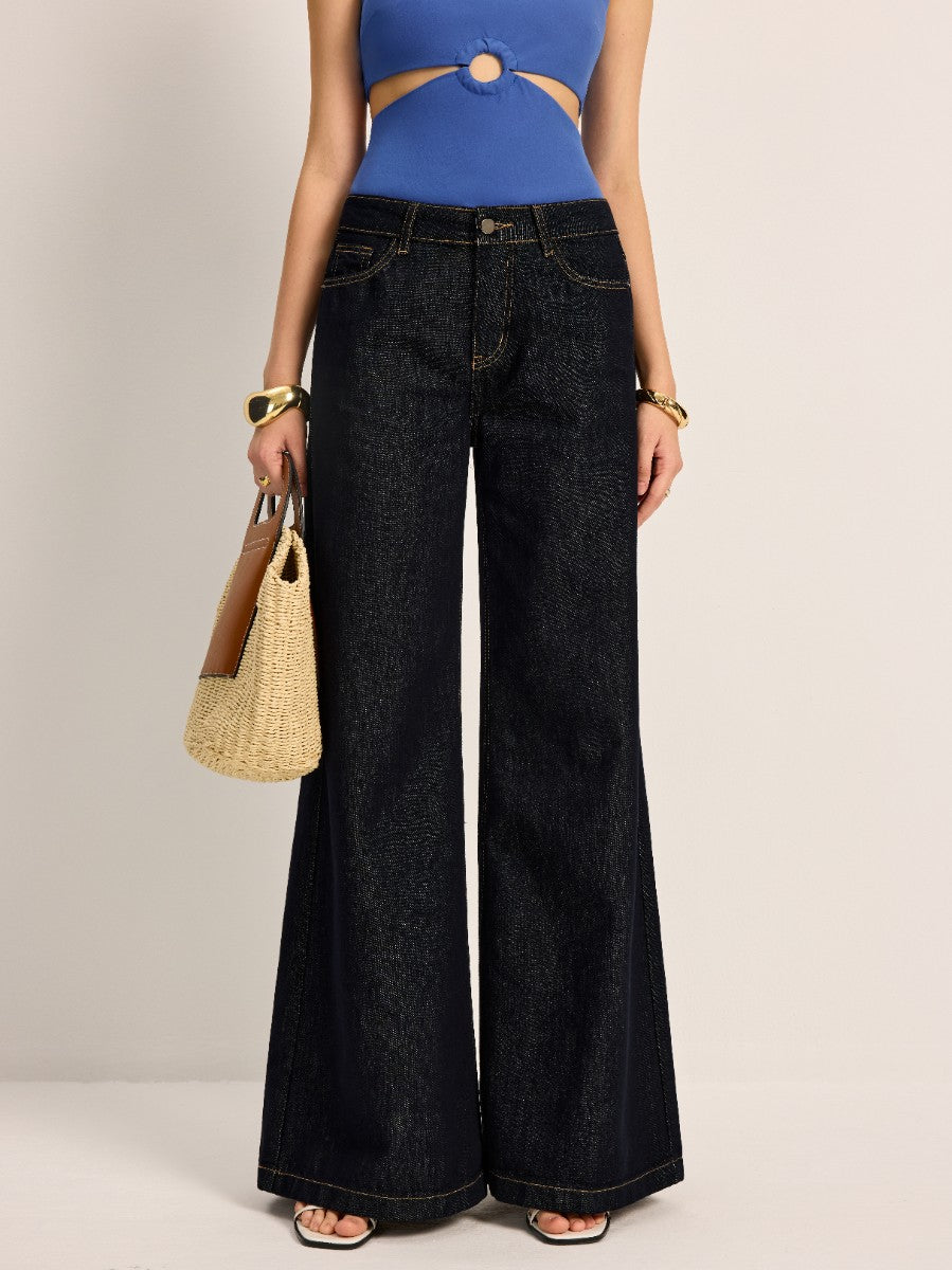 Jeanshose mit hoher Taille und weitem Bein 