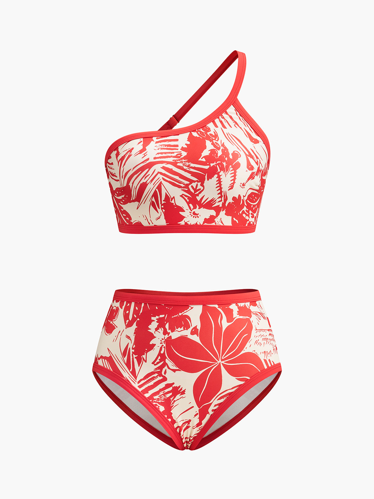 Enaxlad bikiniset med tropiskt tryck 