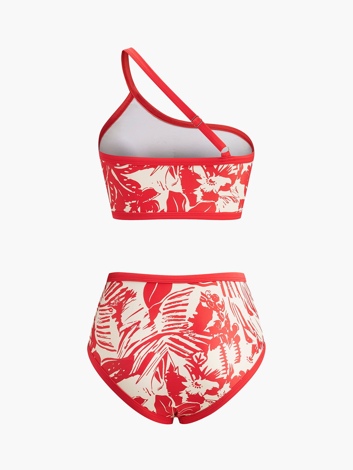 Enaxlad bikiniset med tropiskt tryck 