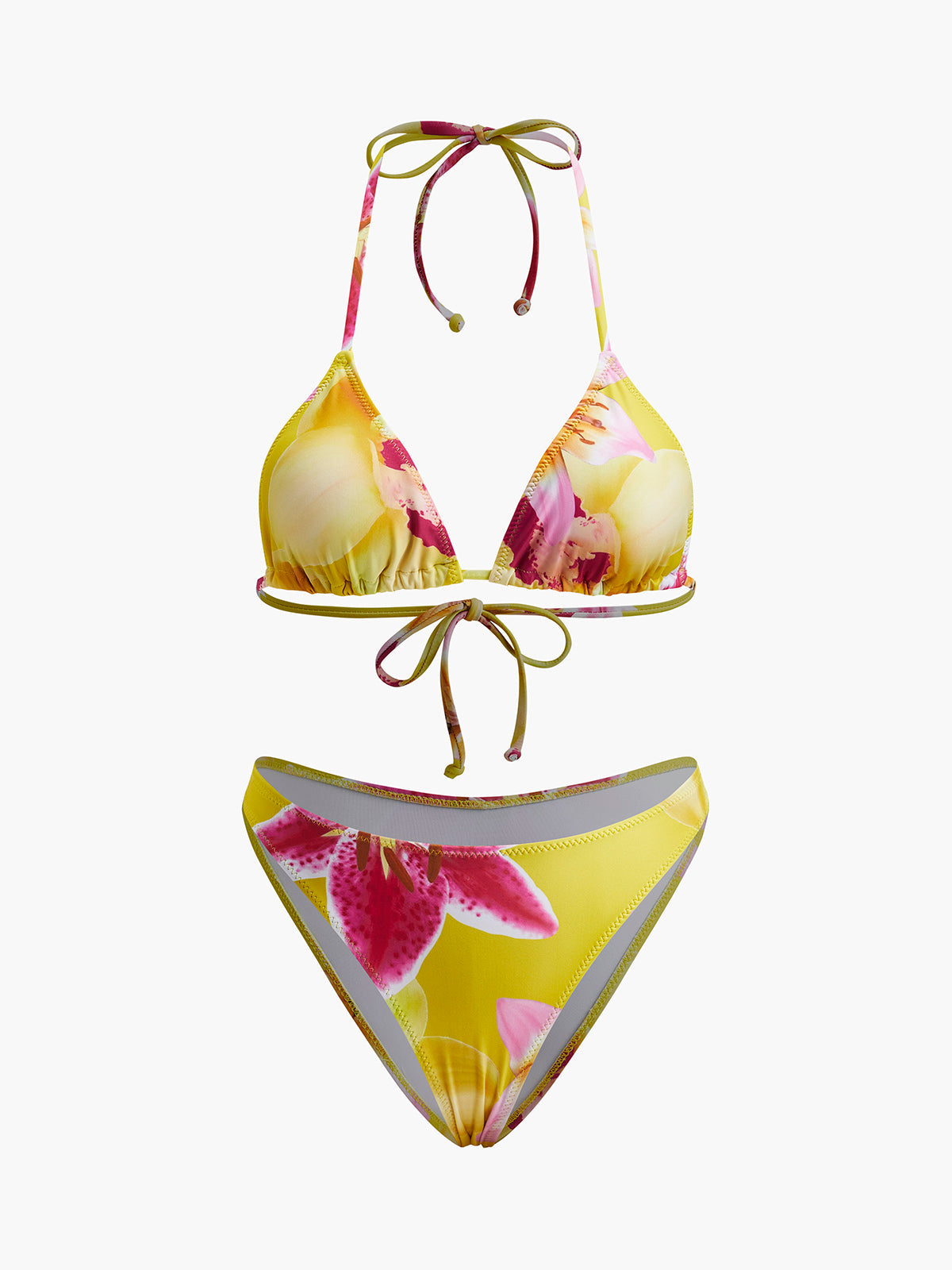 Bikiniset med knytband och blommönster i jersey 