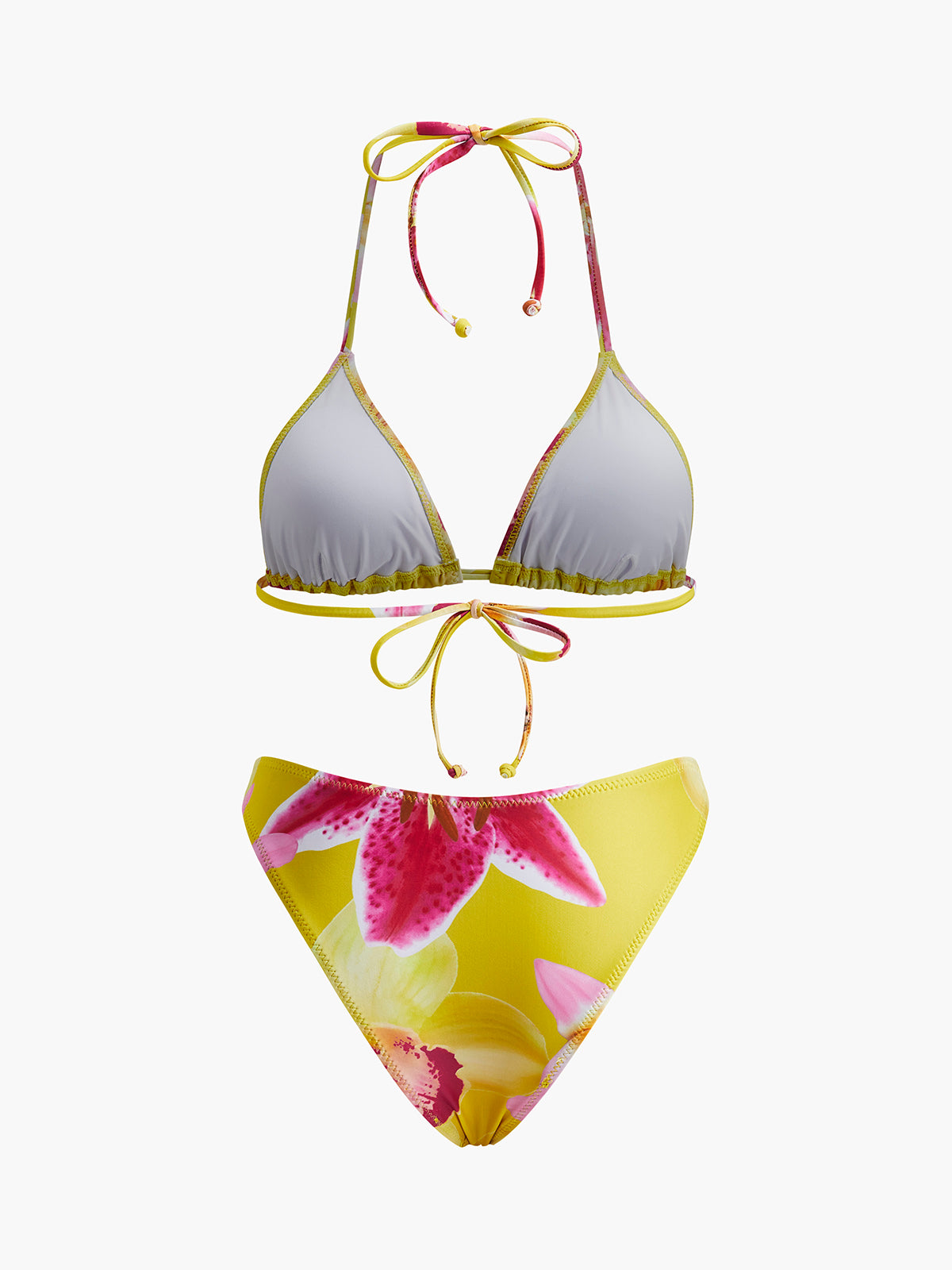 Bikiniset med knytband och blommönster i jersey 