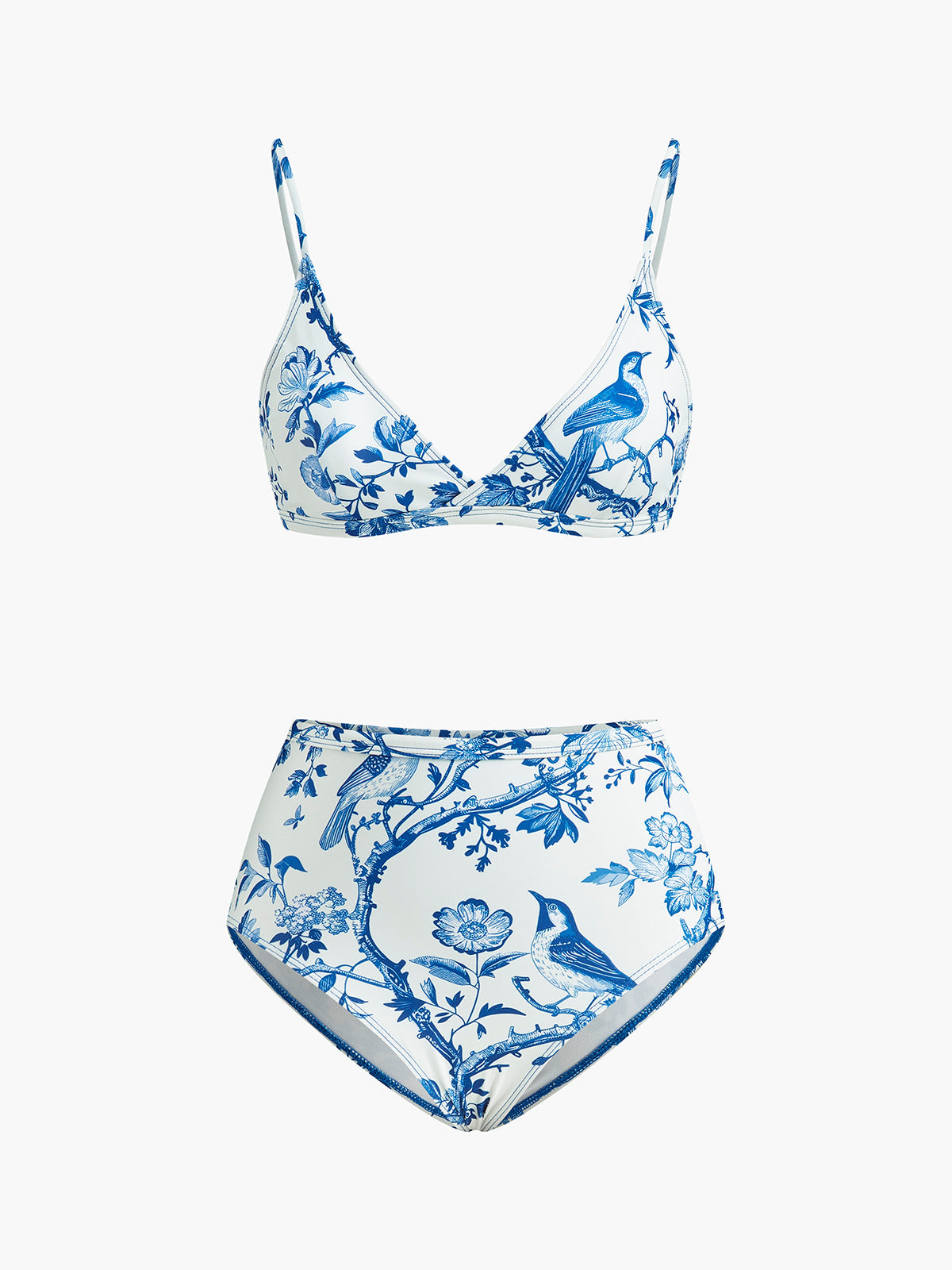 Mönstrad bikiniset med hög midja 