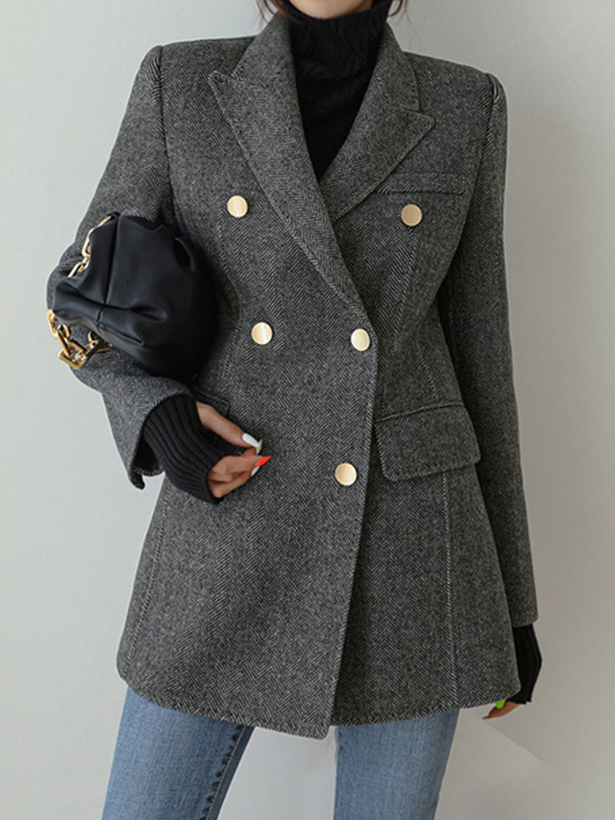 Ullblandad Chevron Tweed-kavaj 