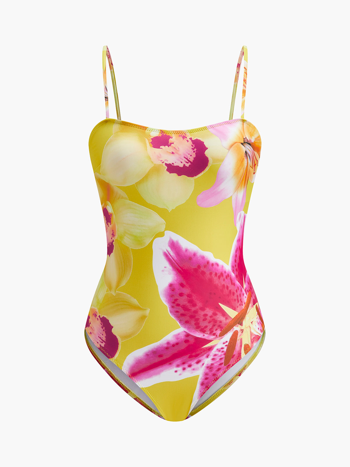 Baddräkt i jersey med utskurna detaljer och blommönster 