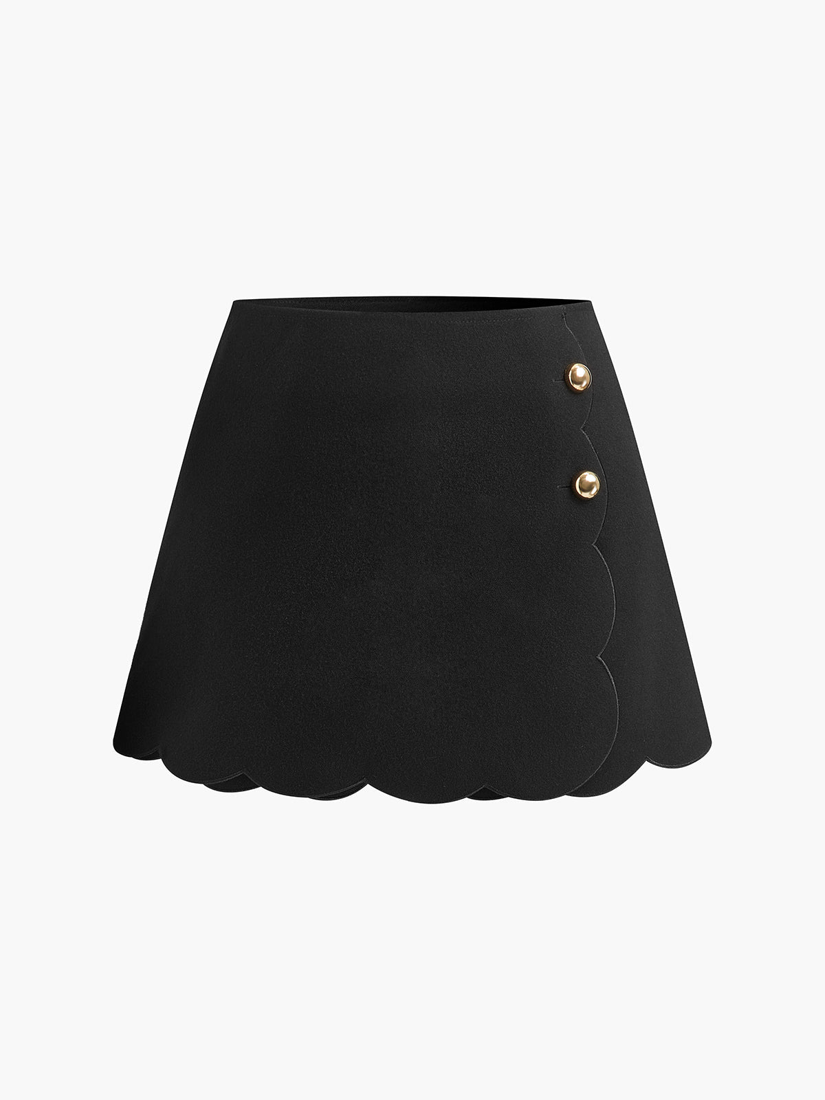 Skort mit seitlichen Knöpfen und gewelltem Saum 