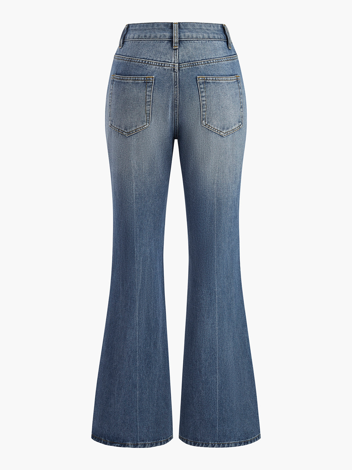 Ausgestellte Jeanshose mit Knopfdetail und hoher Taille 