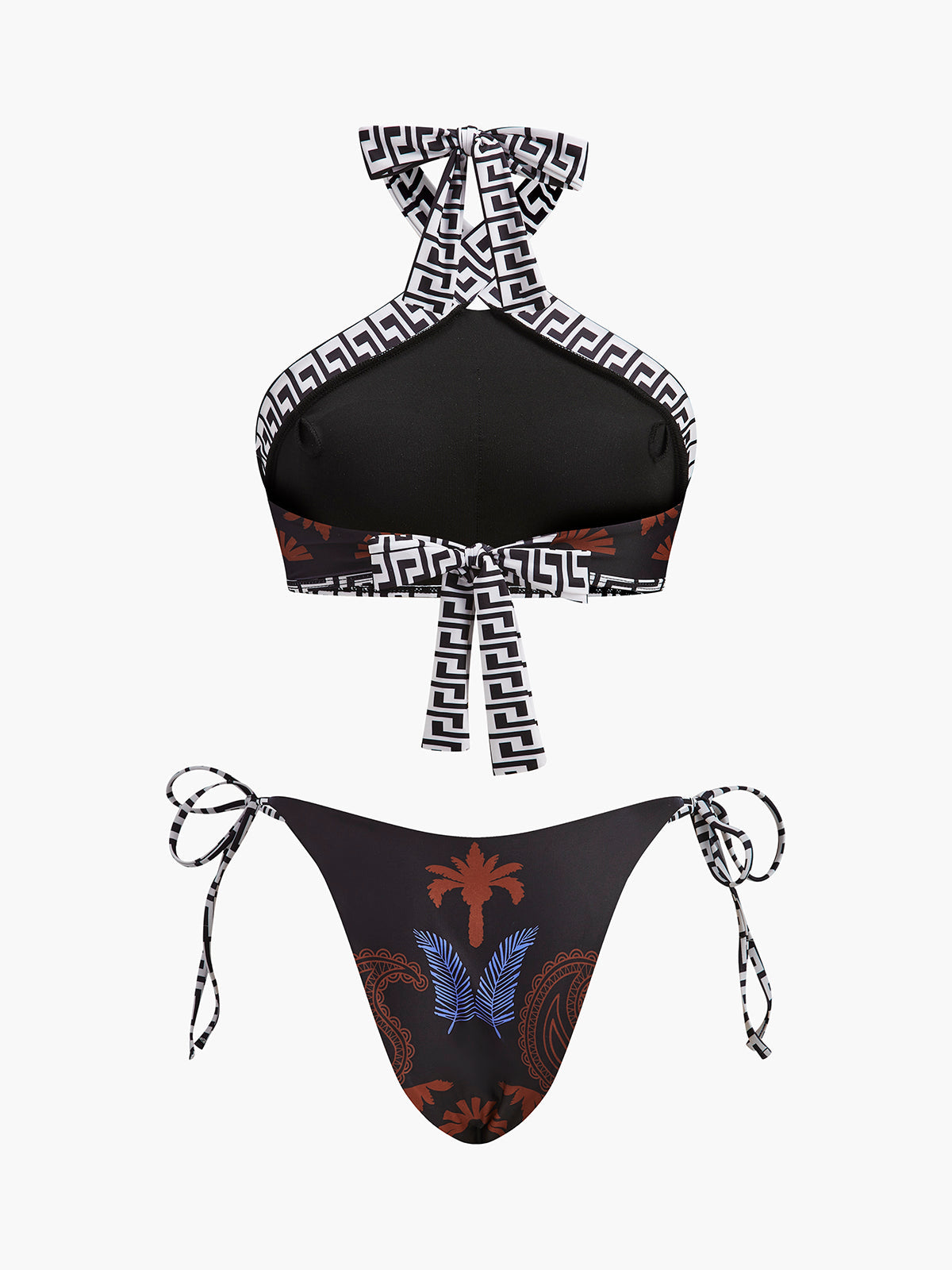 Boho Print Halter Bikini Med Knytning Åter 