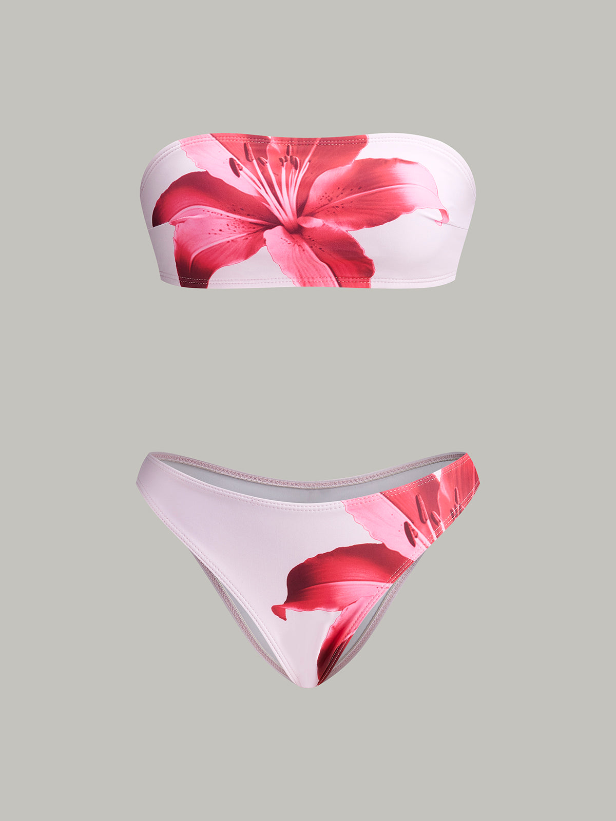 Blommig bandeau-bikini med överdragskjol 